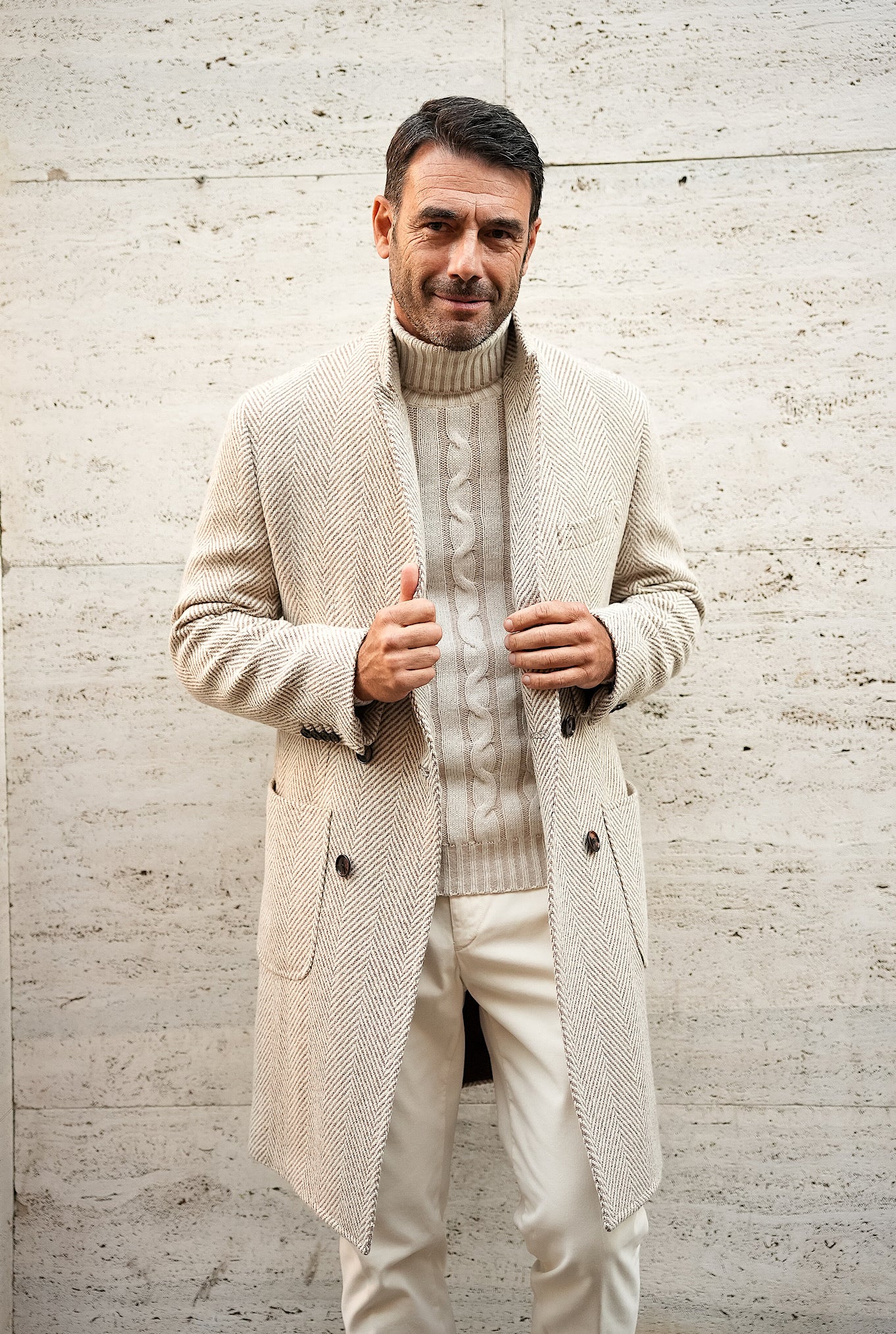 Soprabito Doppiopetto Alpaca e Lana Panna - Guarino Store