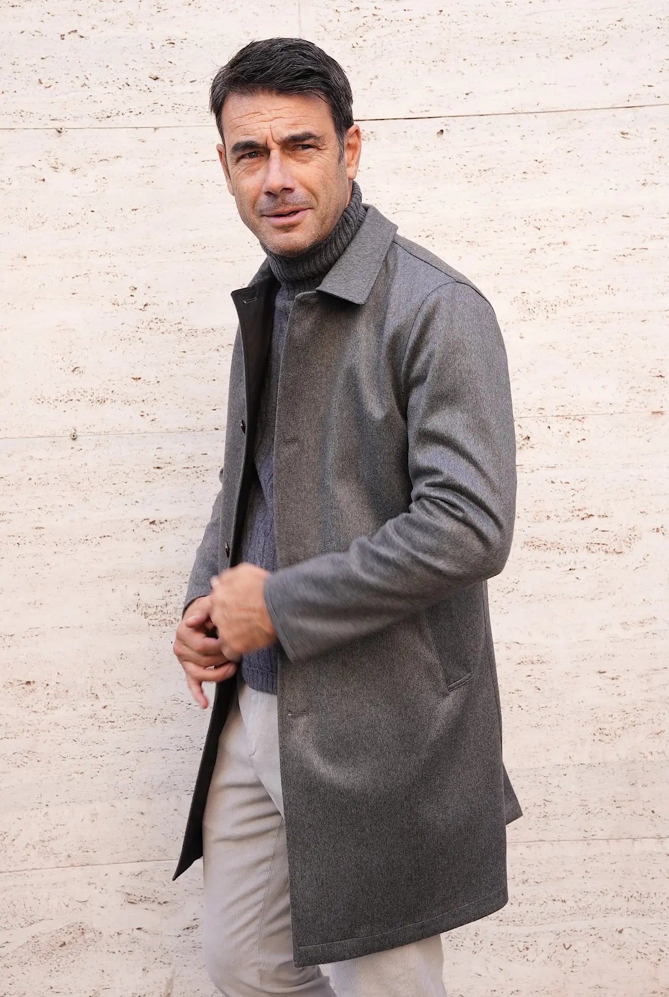 Cappotto Reversibile Cashmere e Nylon Nero e Grigio - Guarino Store