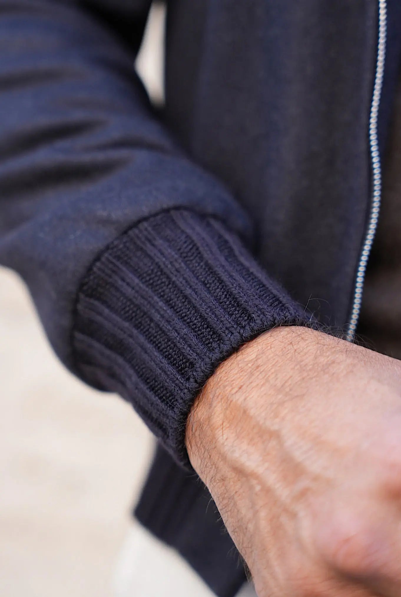 Giubbino in Cashmere con Cappuccio Staccabile Blu - Guarino Store
