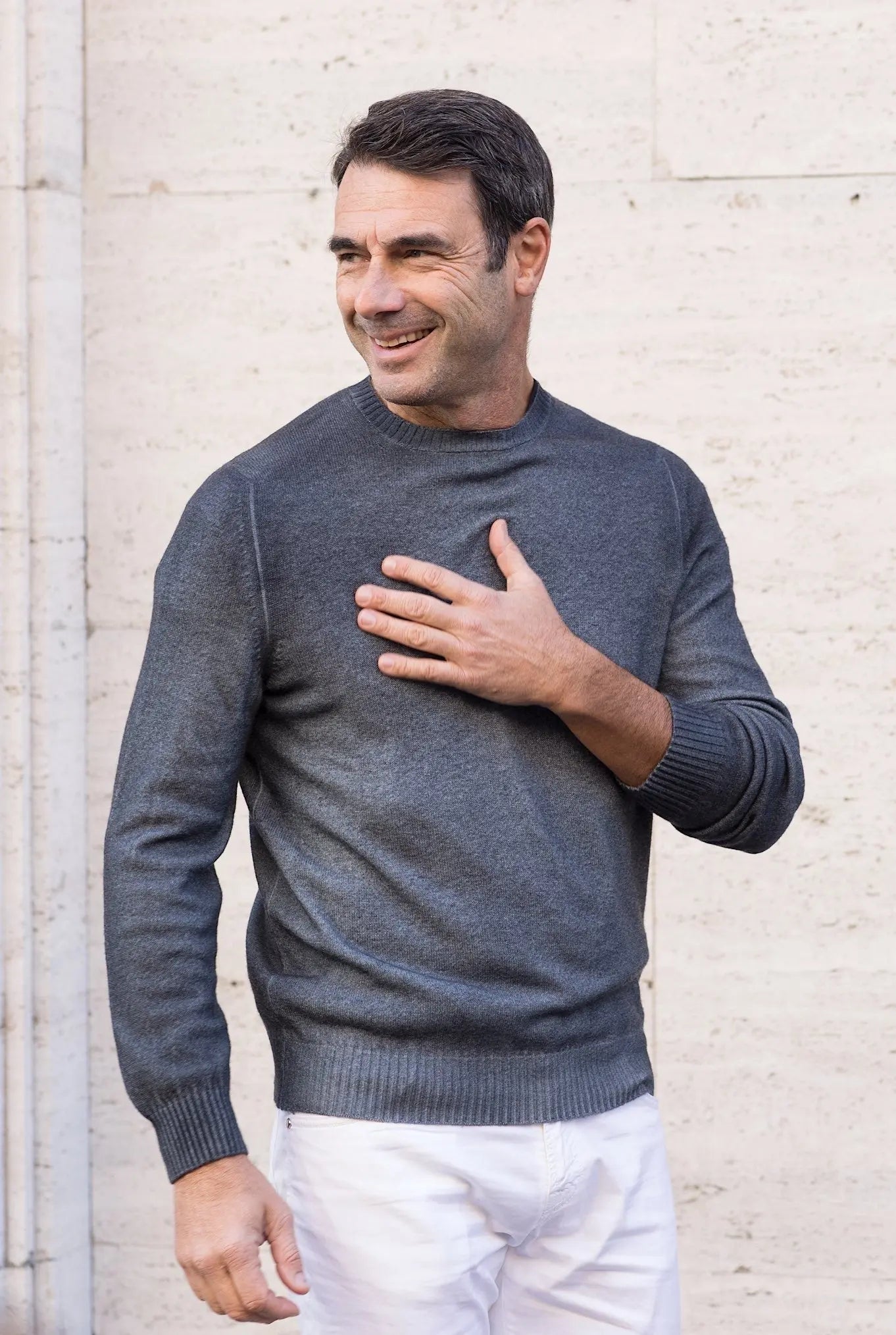 Girocollo Cashmere "Spruzzato" Blu - Guarino Store