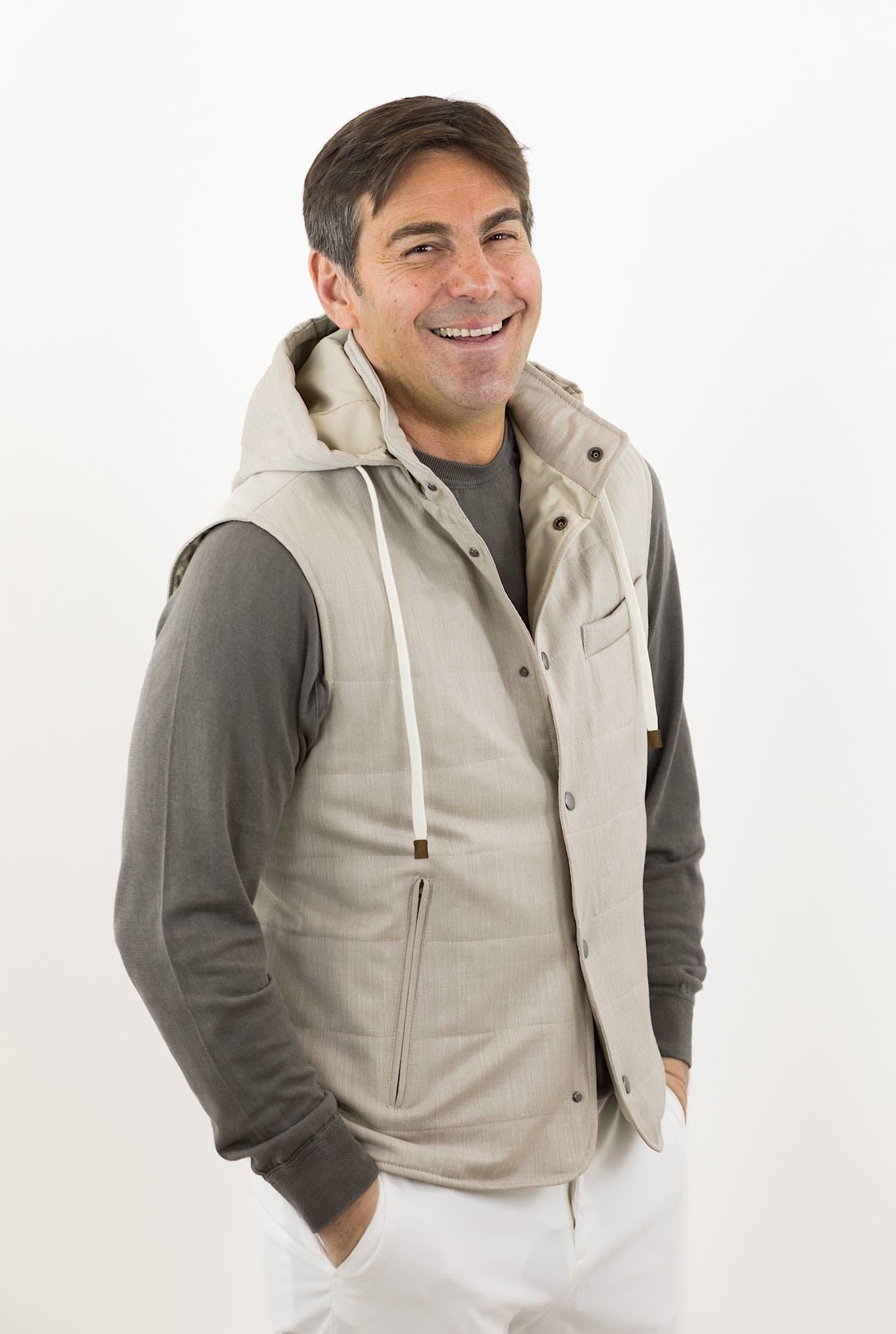 Gilet Cappuccio tessuto Loro Piana Beige - Guarino Store