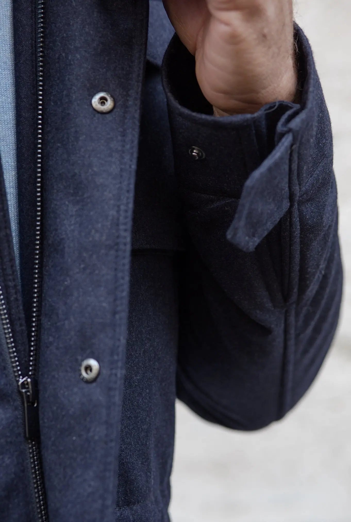 Field Jacket Tessuto Vitale Barberis Canonico Blu - Guarino Store