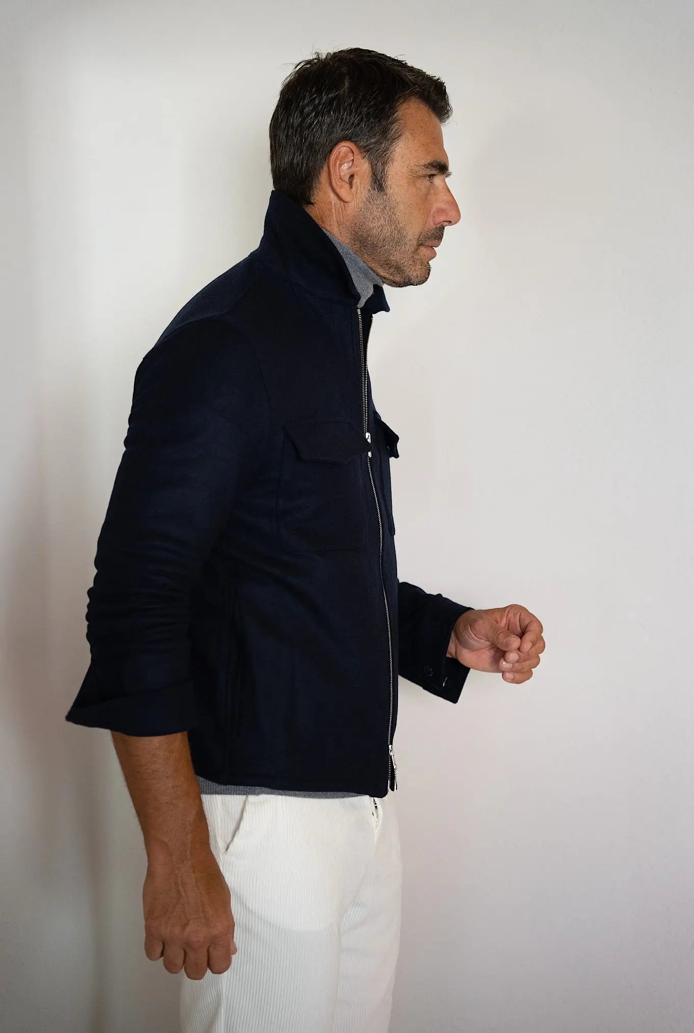 Giubbino Cashmere Elasticizzato Blu Scuro - Guarino Store