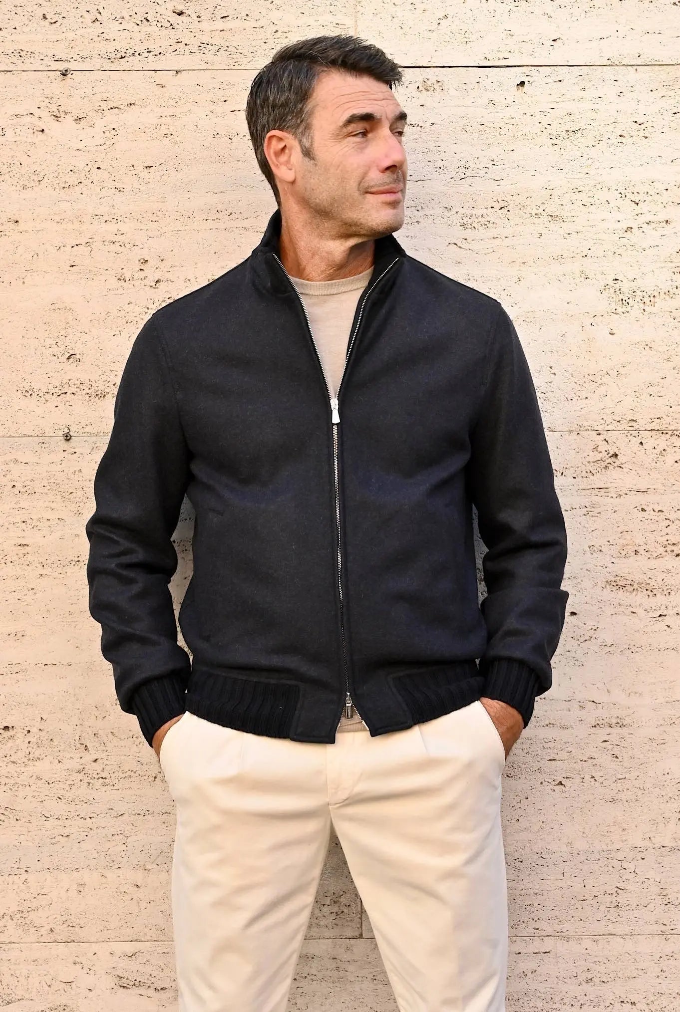 Giubbino in Jersey Cashmere Blu - Guarino Store