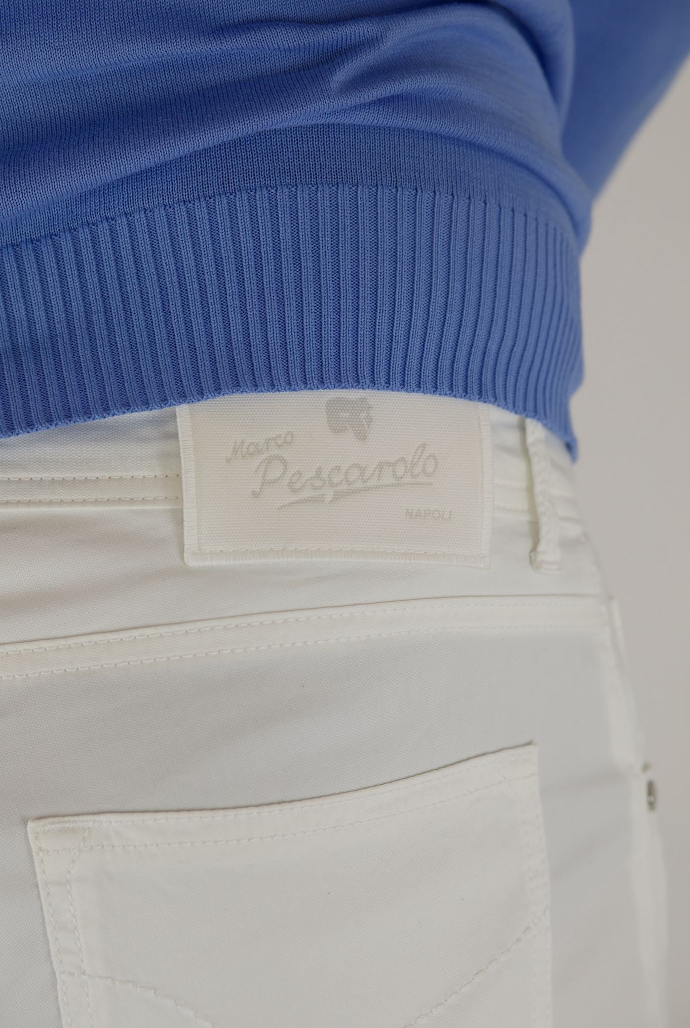 PESCAROLO Pantaloni 5 Tasche mod. Nerano Cotone Seta Bianco - Guarino Store