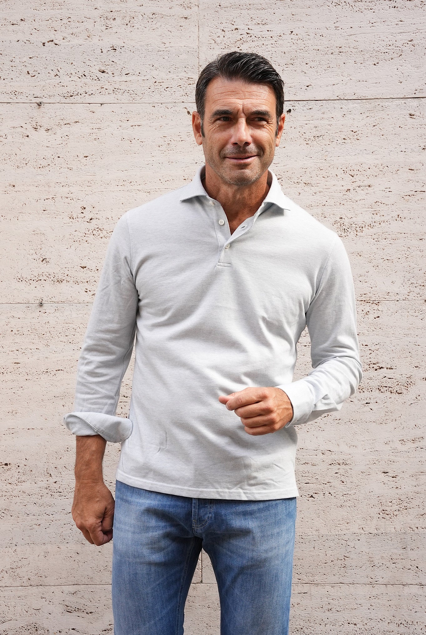 Polo Jersey Cotone e Cashmere Celeste - Guarino Store
