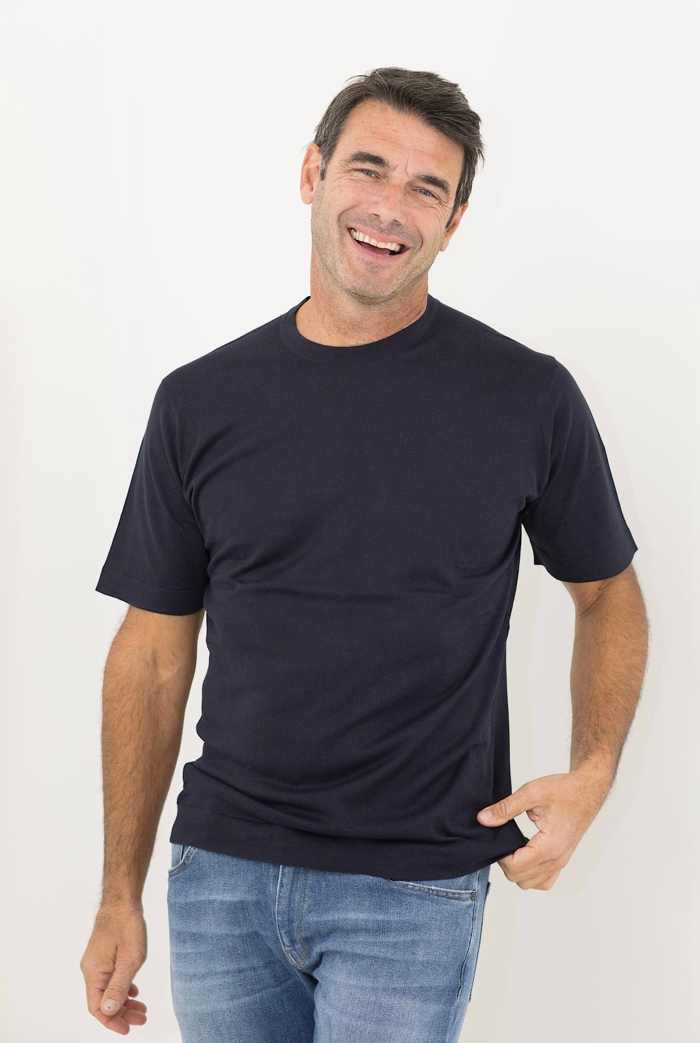 JOHN SMEDLEY T-Shirt mod. Lorca Sea Island Cotton Blu Navy - Guarino Store