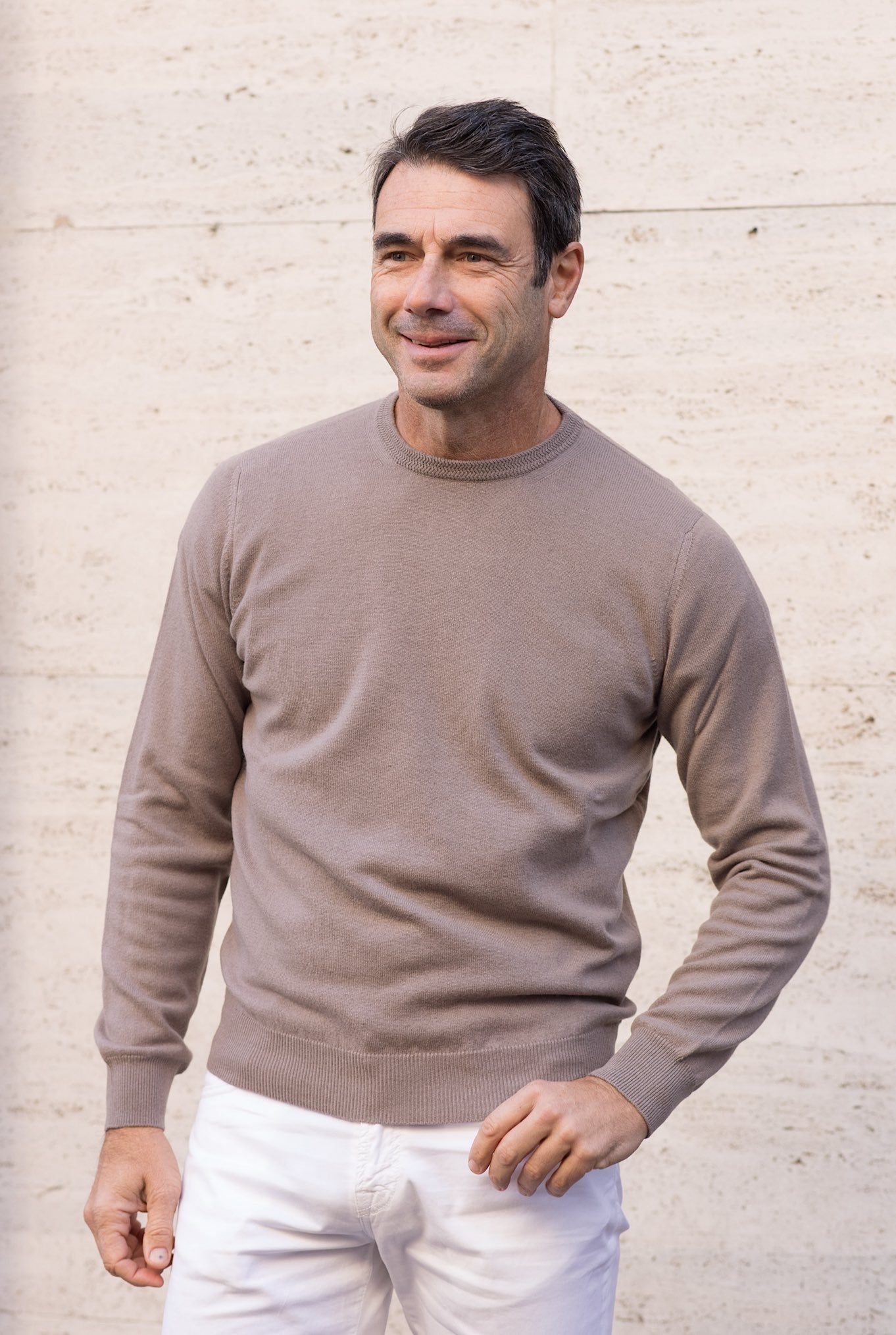 Girocollo Kid Cashmere Beige Corda - Guarino Store