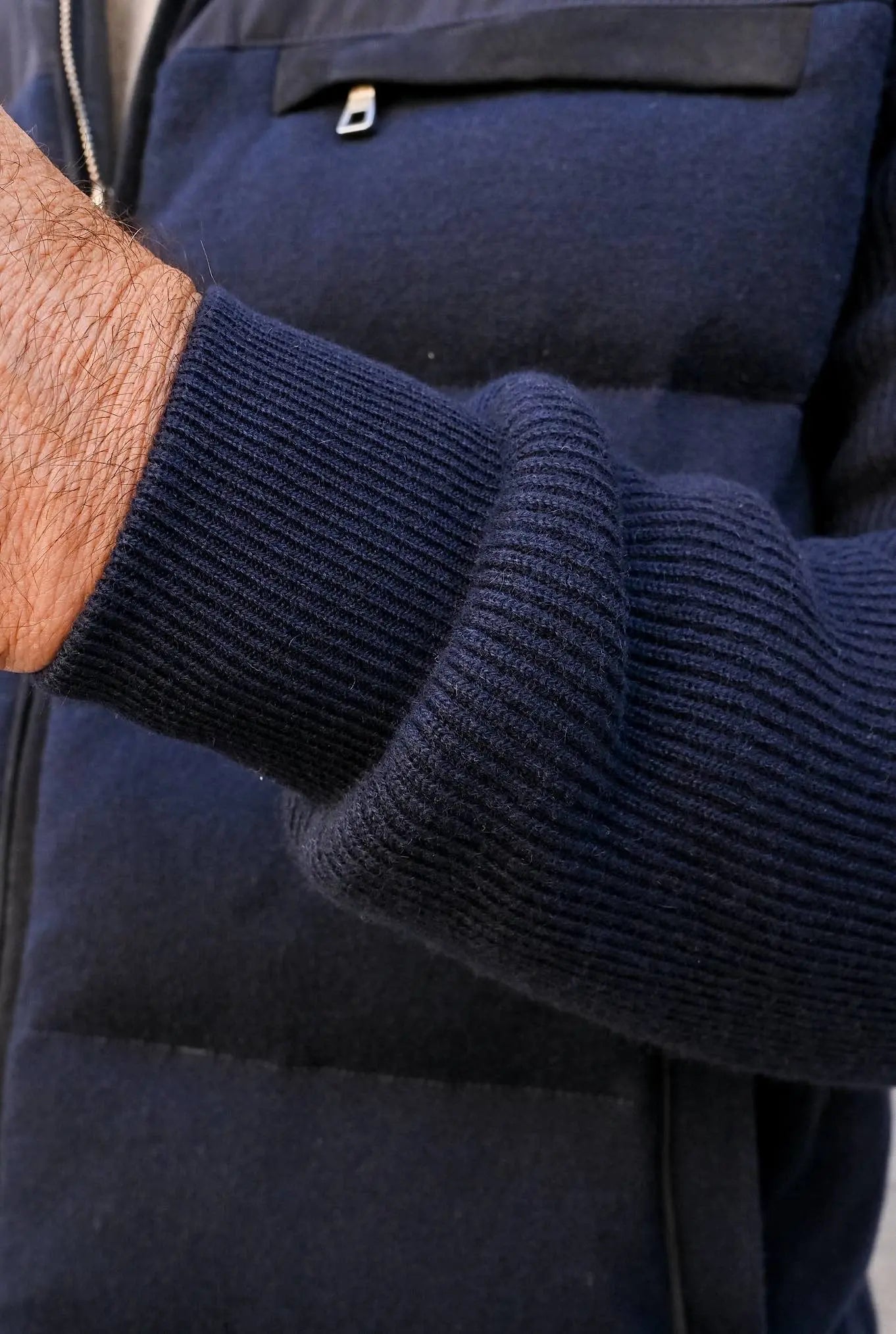 Piumino in Cashmere Cappuccio Blu - Guarino Store