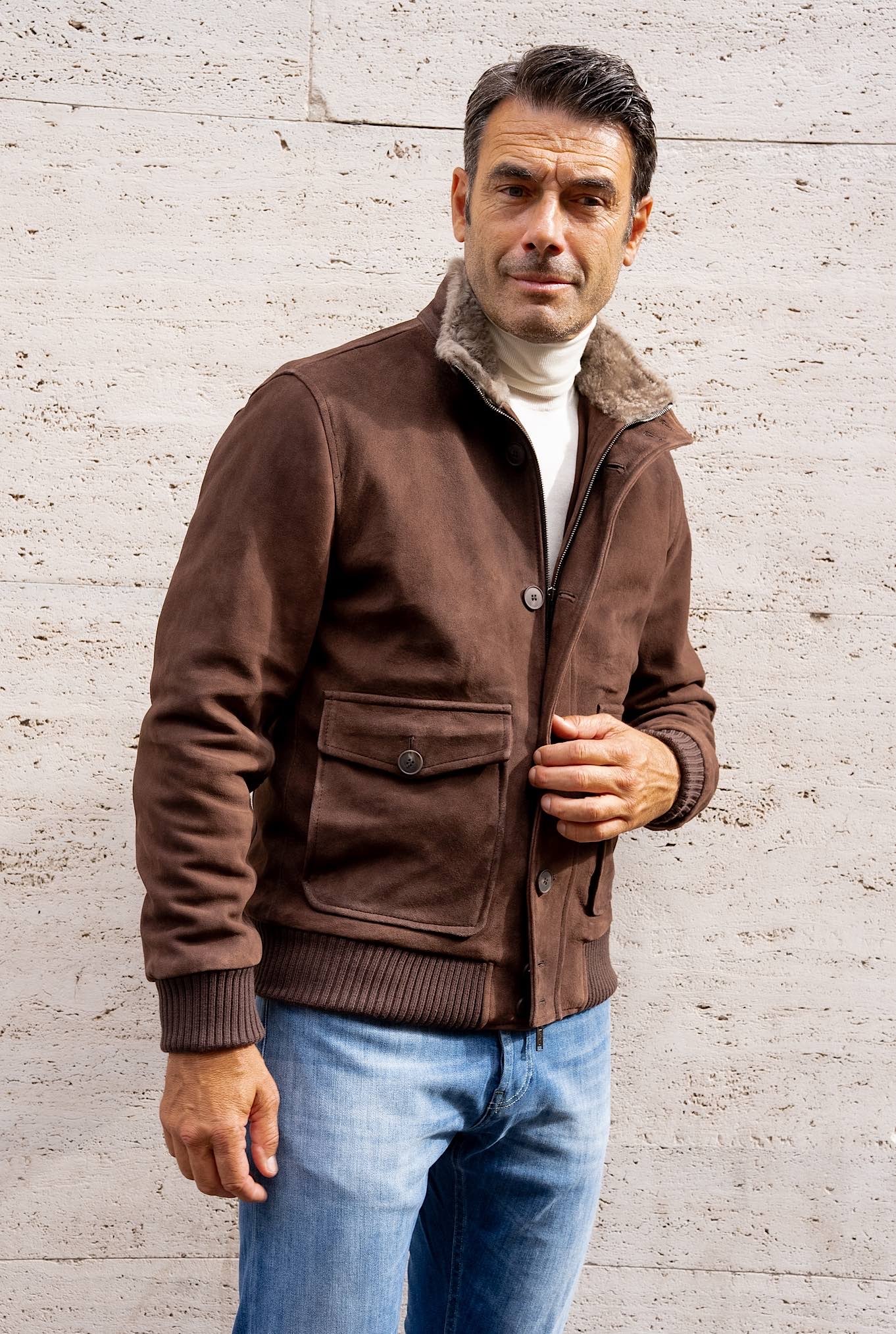 Giubbino in Suede Marrone - Guarino Store