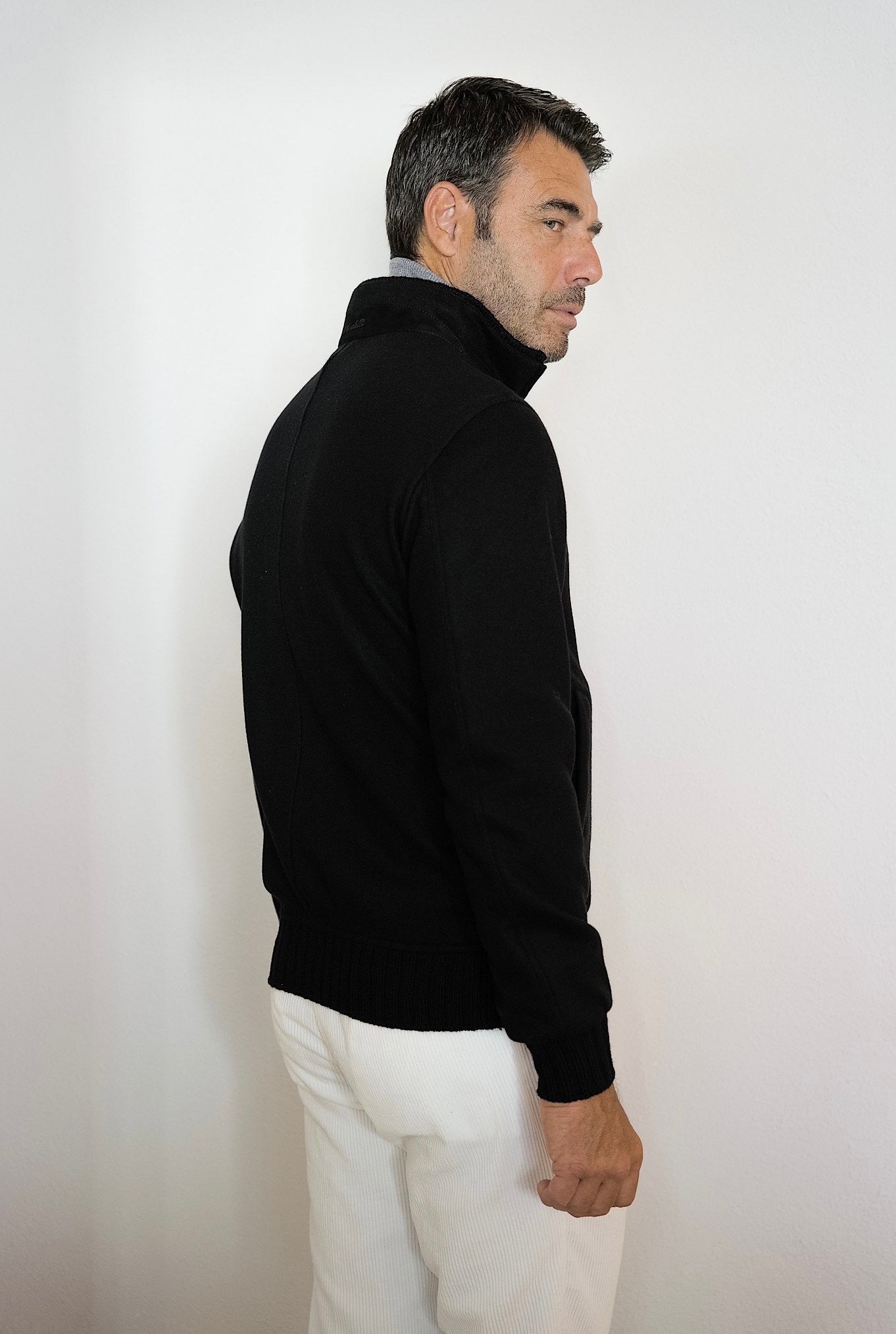 Giubbino in Jersey Cashmere Nero - Guarino Store