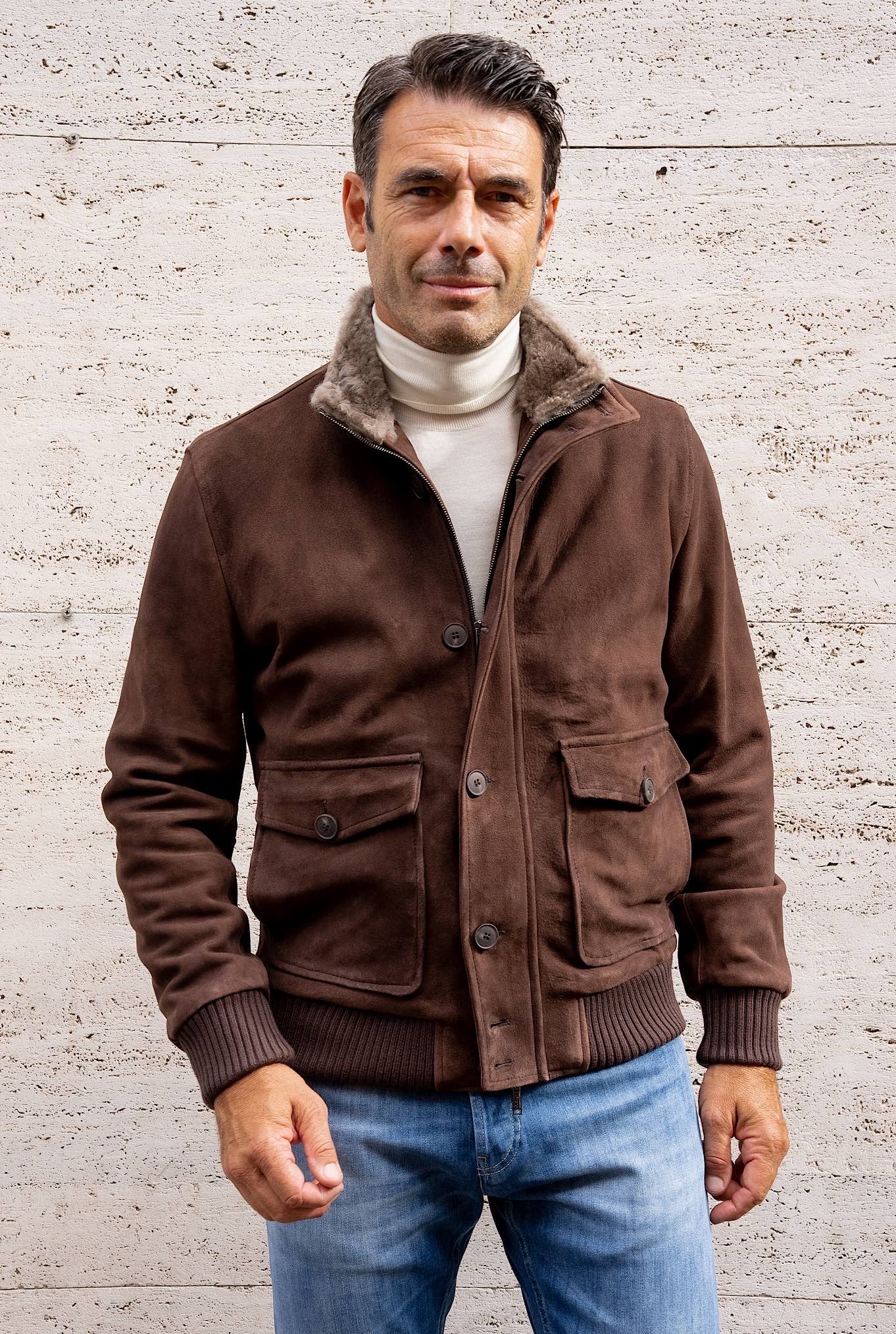 Giubbino in Suede Marrone - Guarino Store