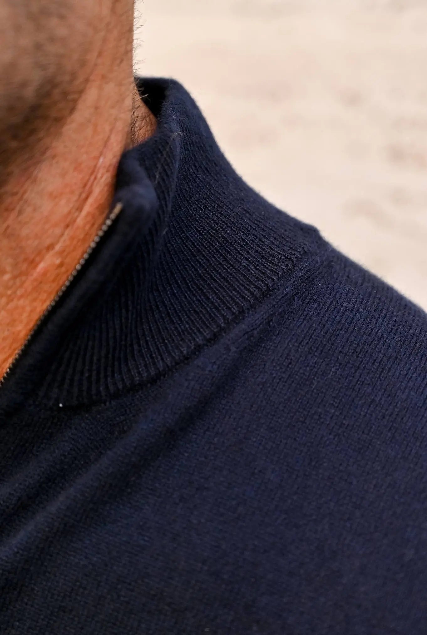 Pullover Cashmere Loro Piana Mezza Zip Blu Navy - Guarino Store