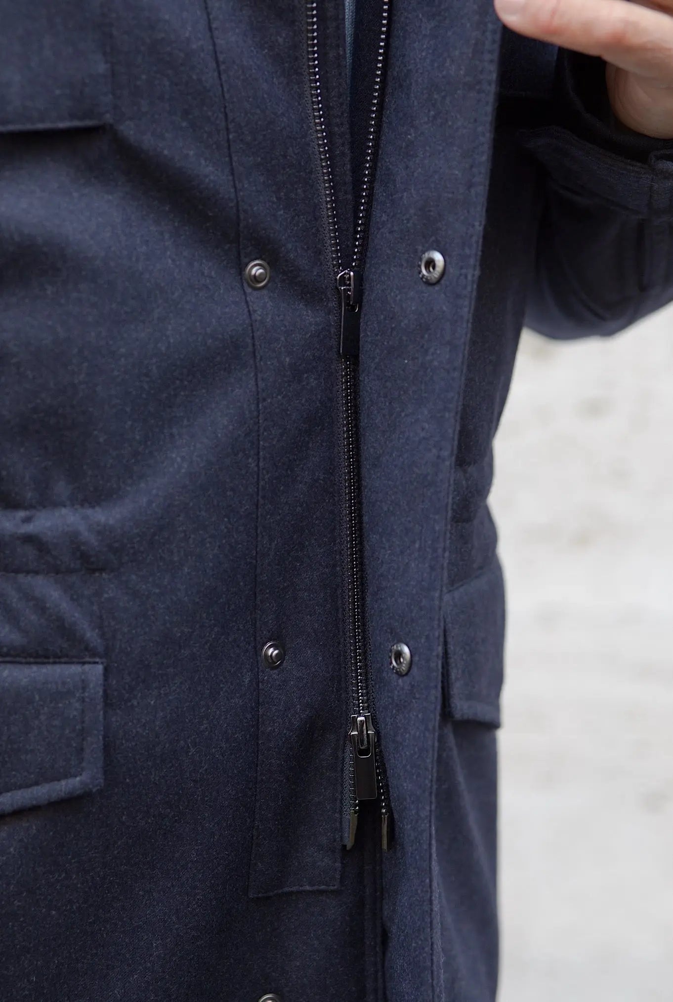 Field Jacket Tessuto Vitale Barberis Canonico Blu - Guarino Store
