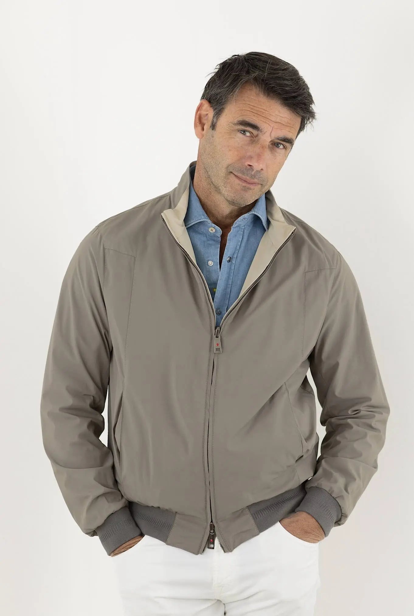 KIRED Giubbino Reversibile Tortora e Beige - Guarino Store