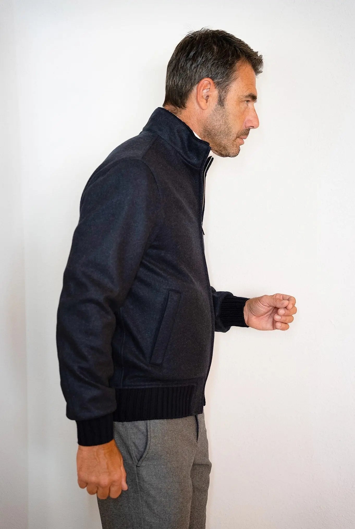 Giubbino in Jersey Cashmere Blu - Guarino Store