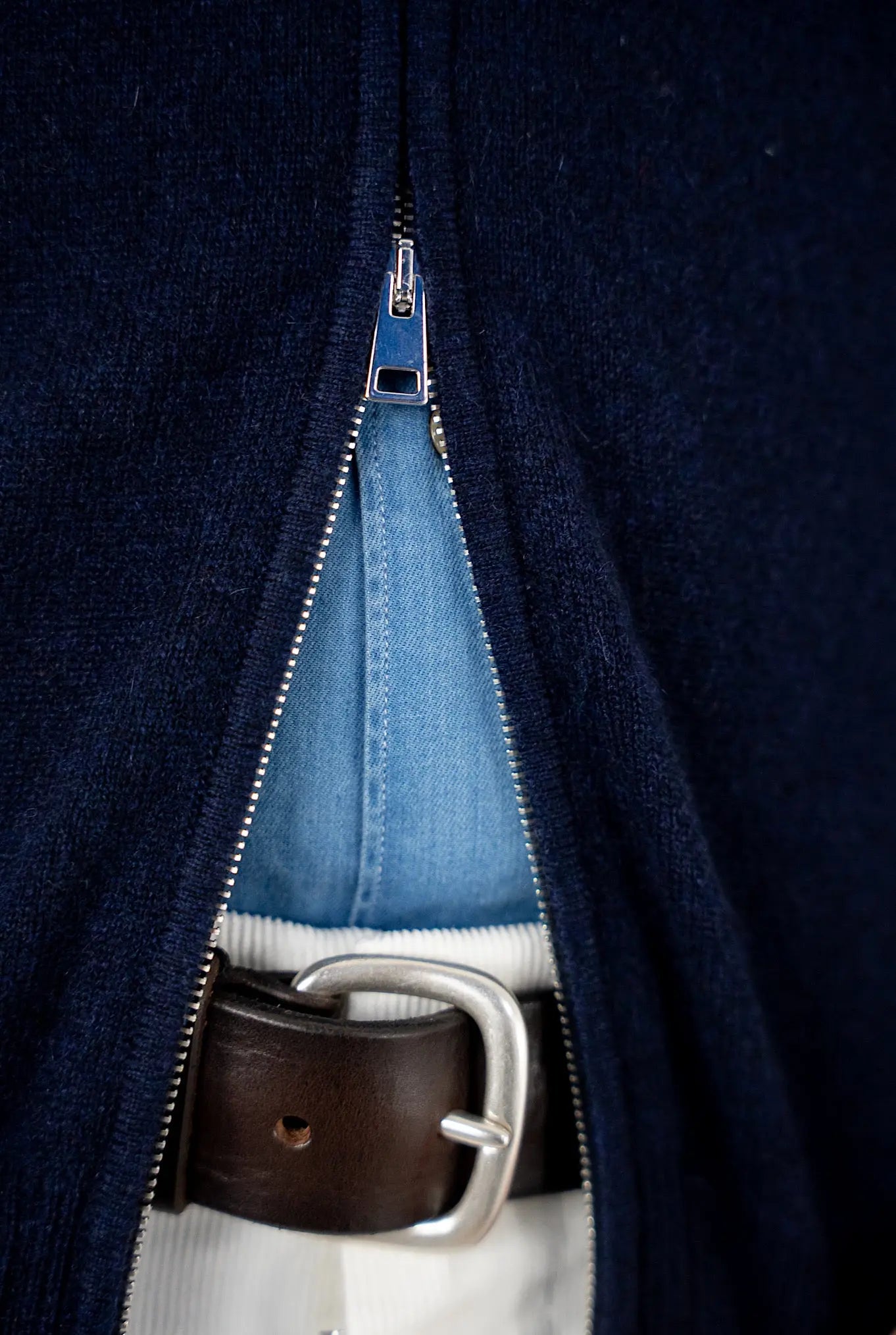Pullover Full Zip Cashmere Blu - Guarino Store