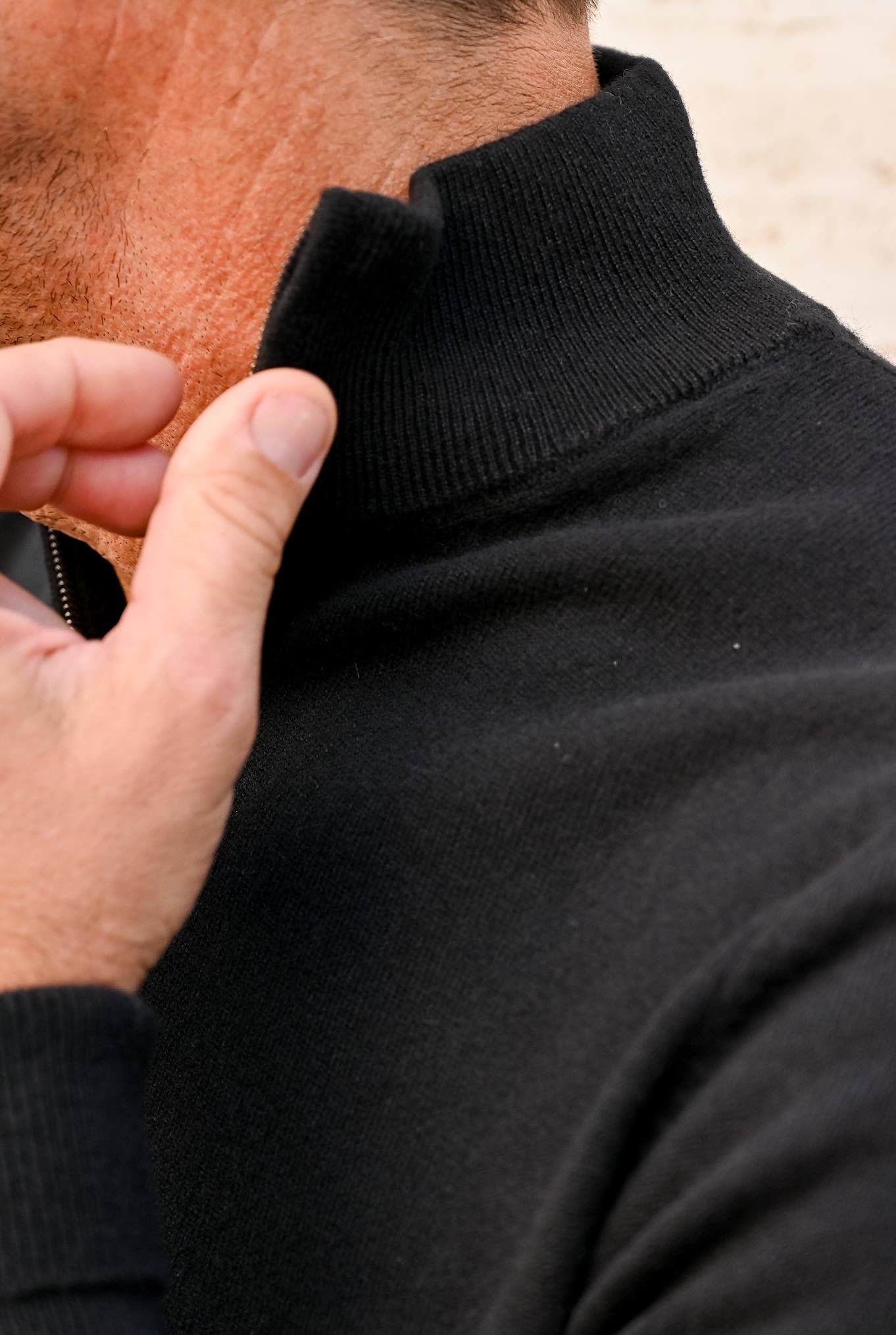 Pullover Cashmere Loro Piana Mezza Zip Nero - Guarino Store