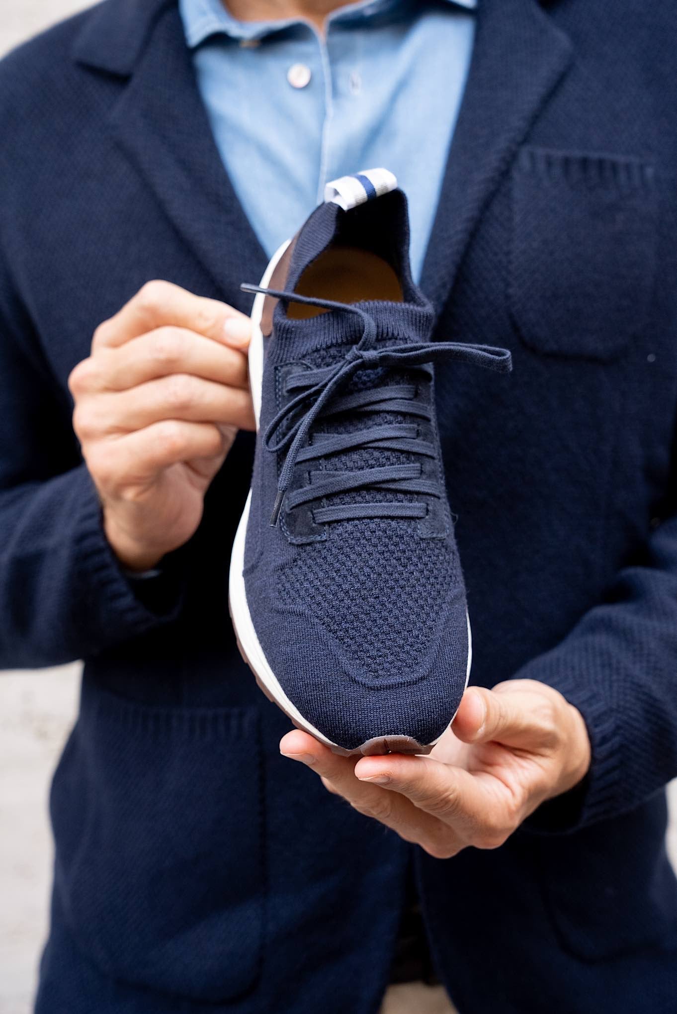 Sneaker Calzino Maglia Lana Blu - Guarino Store