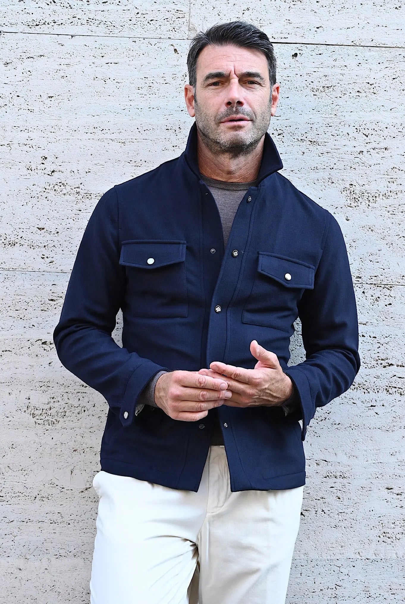 Overshirt Lana Super 180's Blu Navy - Guarino Store