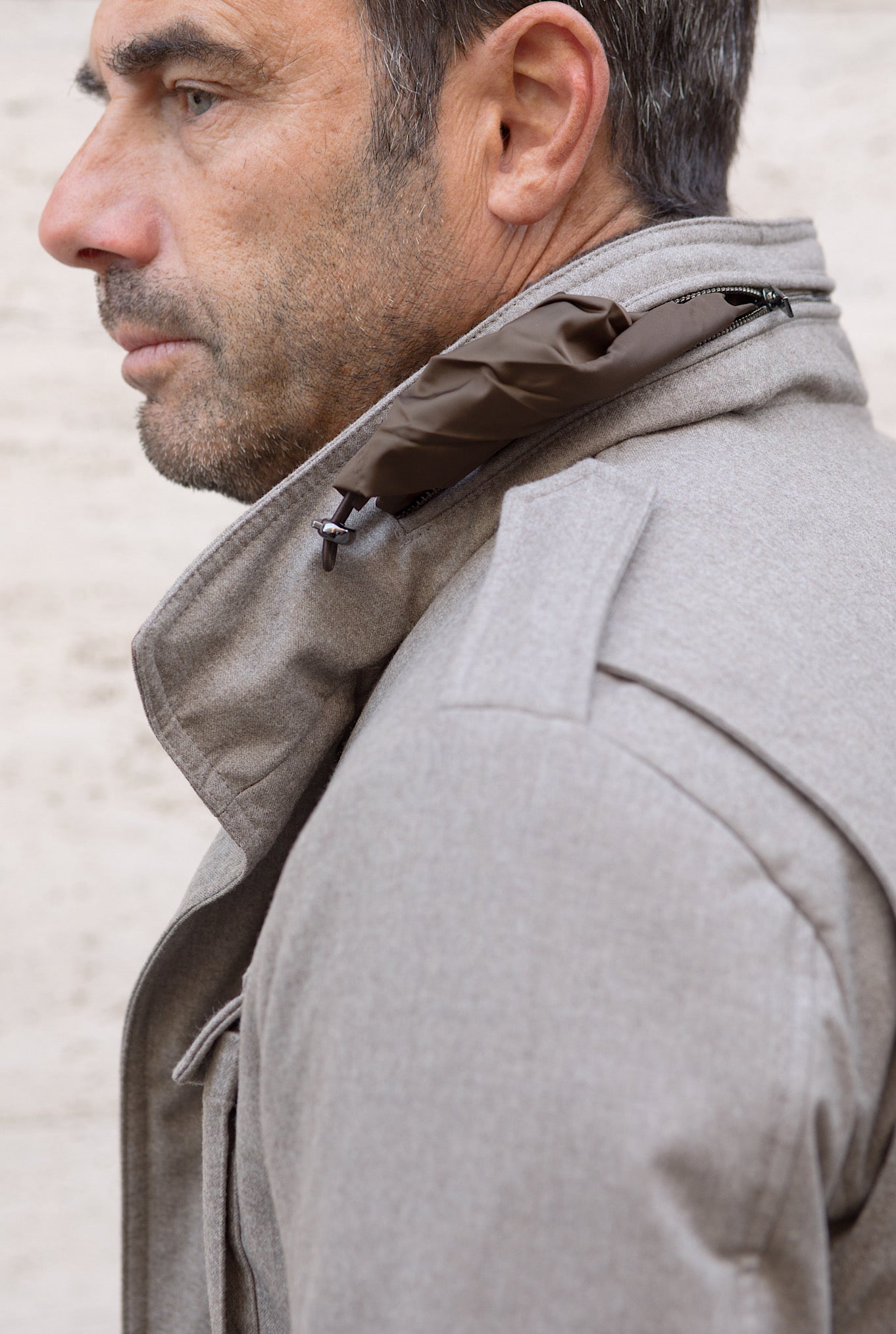 Field Jacket Tessuto Vitale Barberis Canonico Beige - Guarino Store