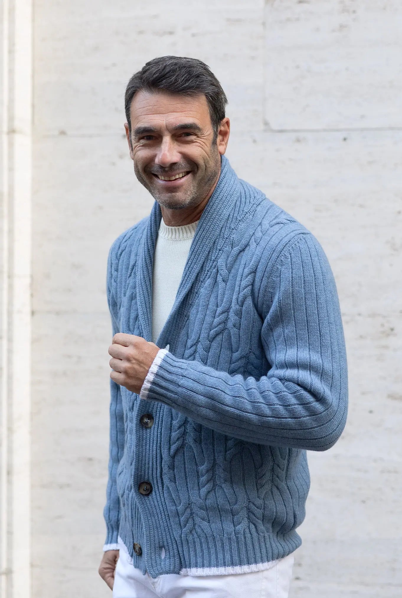 Cardigan Cashmere Azzurro - Guarino Store