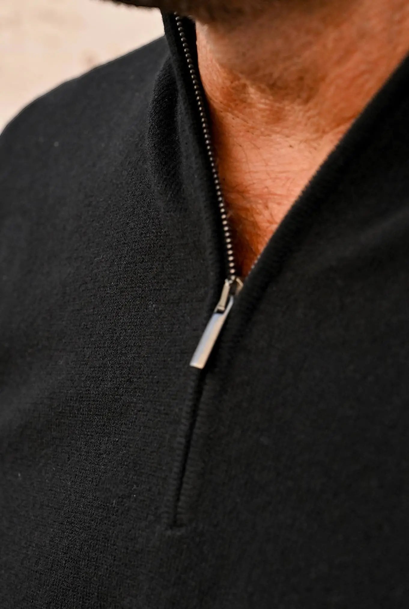 Pullover Cashmere Loro Piana Mezza Zip Nero - Guarino Store