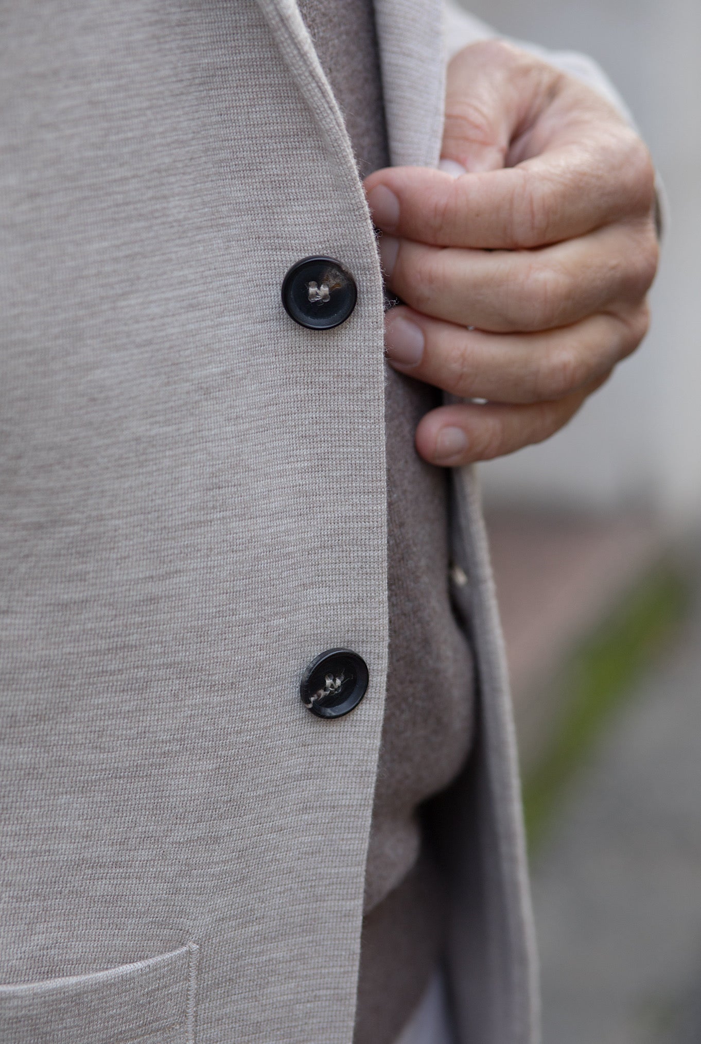 Giacca Maglia Lana Seta e Cashmere Beige Chiaro