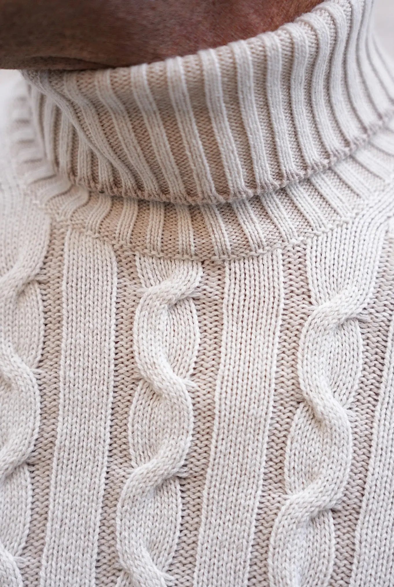 Dolcevita a Trecce Bicolore Bianco e Beige - Guarino Store