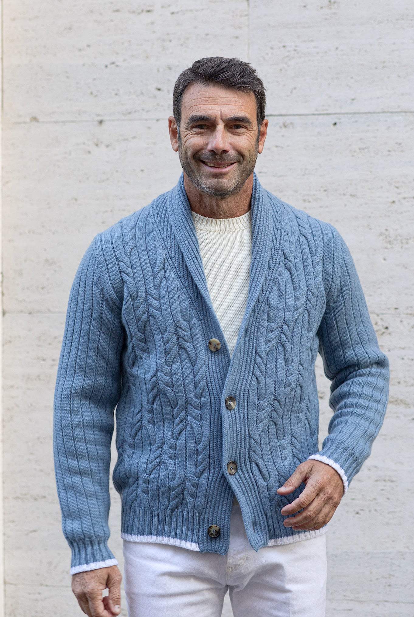 Cardigan Cashmere Azzurro - Guarino Store