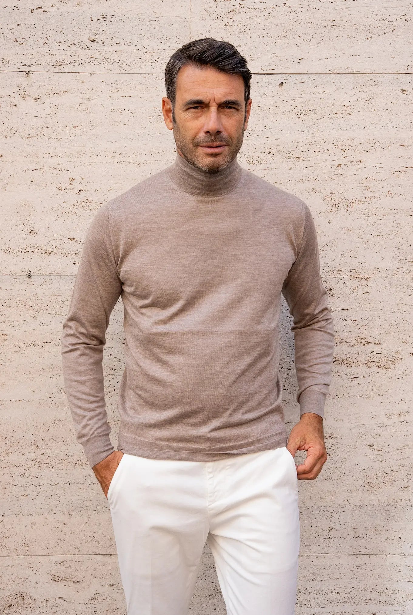 Dolcevita Cashmere e Seta Pettinato Beige - Guarino Store