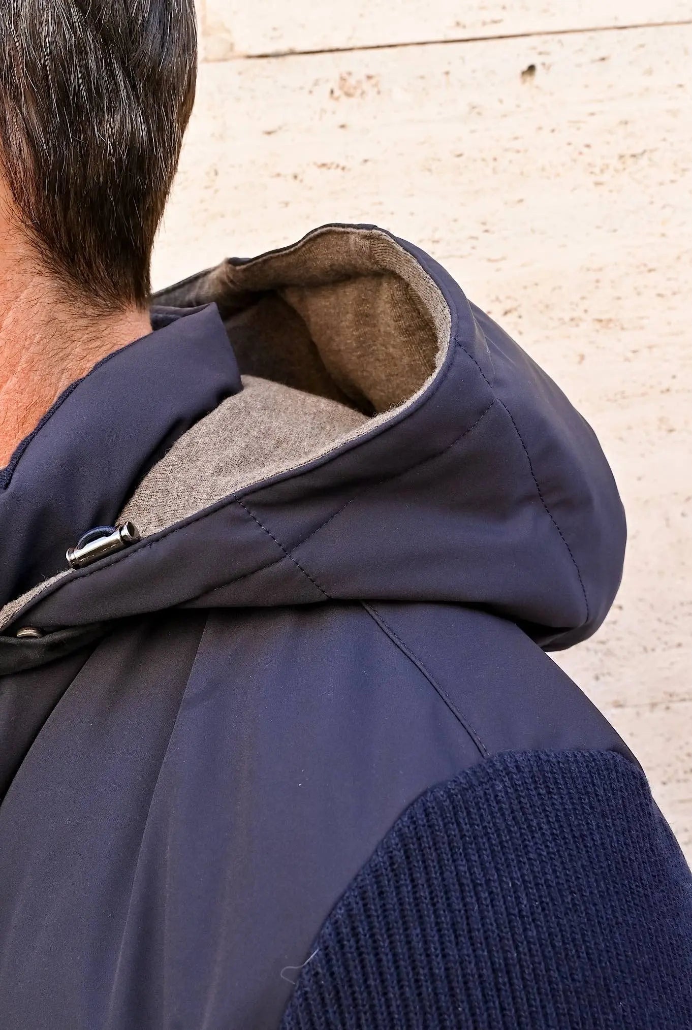 Piumino in Cashmere Cappuccio Blu - Guarino Store
