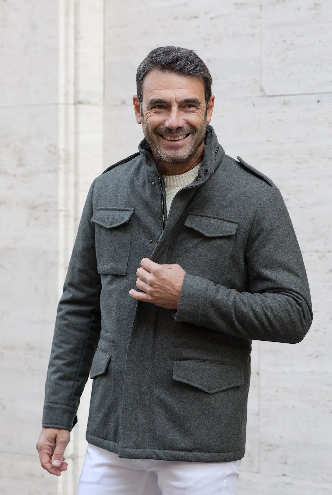Field Jacket Tessuto Vitale Barberis Canonico Verde - Guarino Store