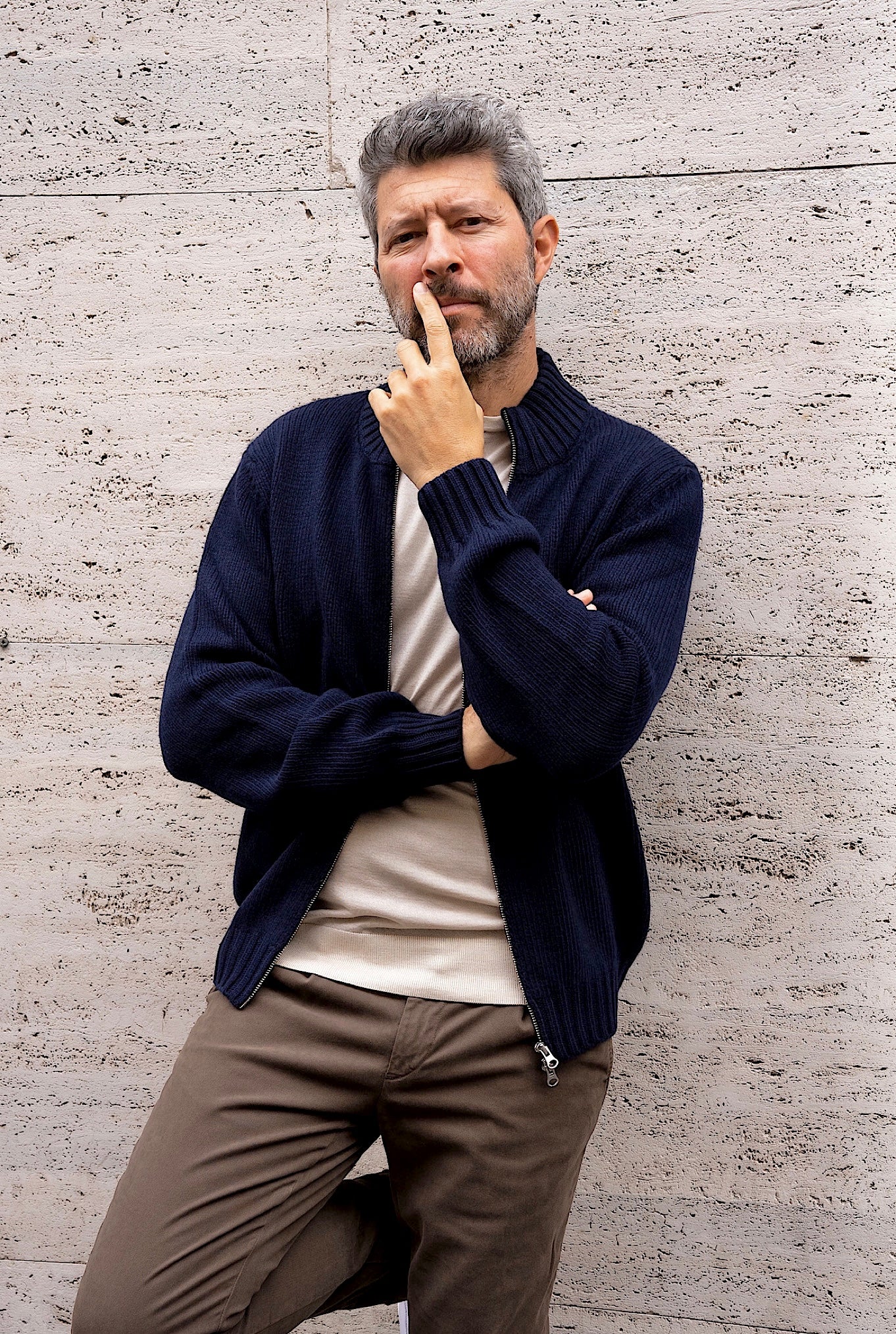 Maglia Bomber Cashmere Blu Navy - Guarino Store