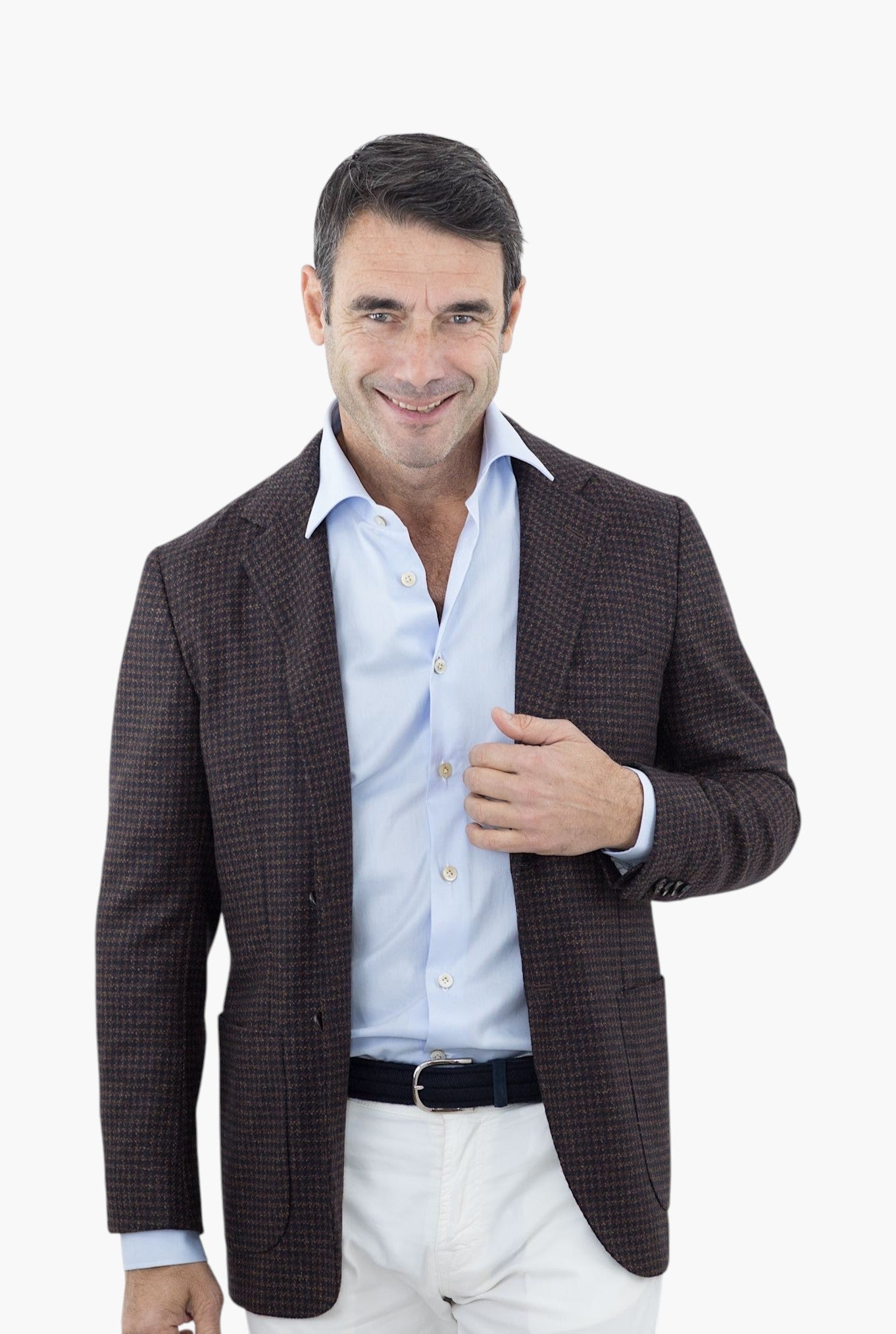 Giacca Pied de Poule Cashmere Marrone/Blu