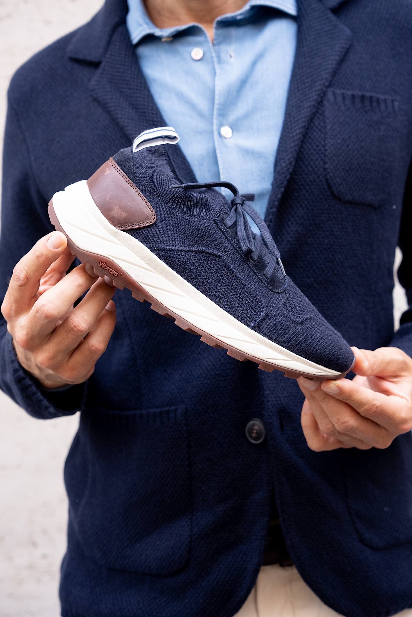 Sneaker Calzino Maglia Lana Blu - Guarino Store