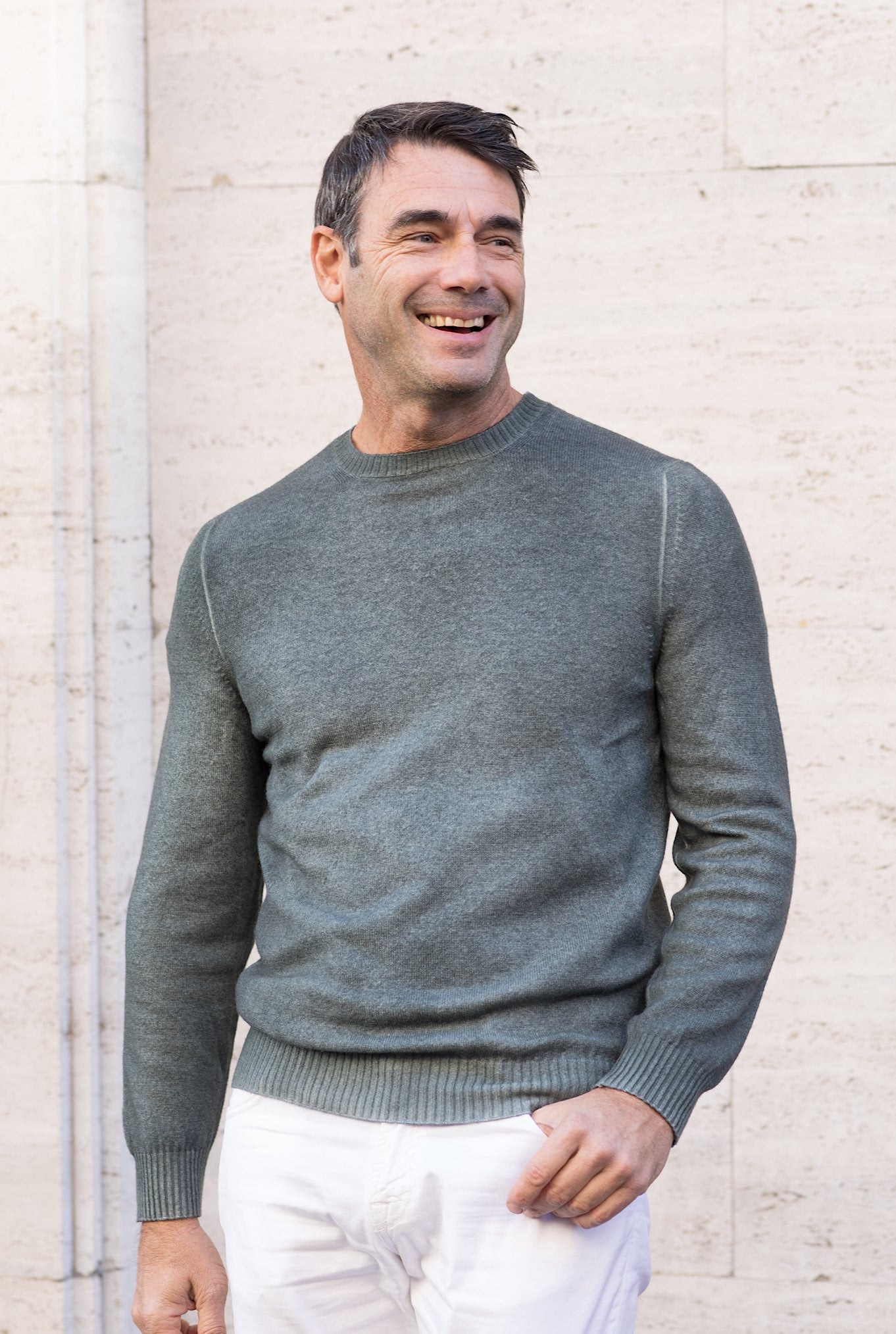 Girocollo Cashmere "Spruzzato" Verde - Guarino Store