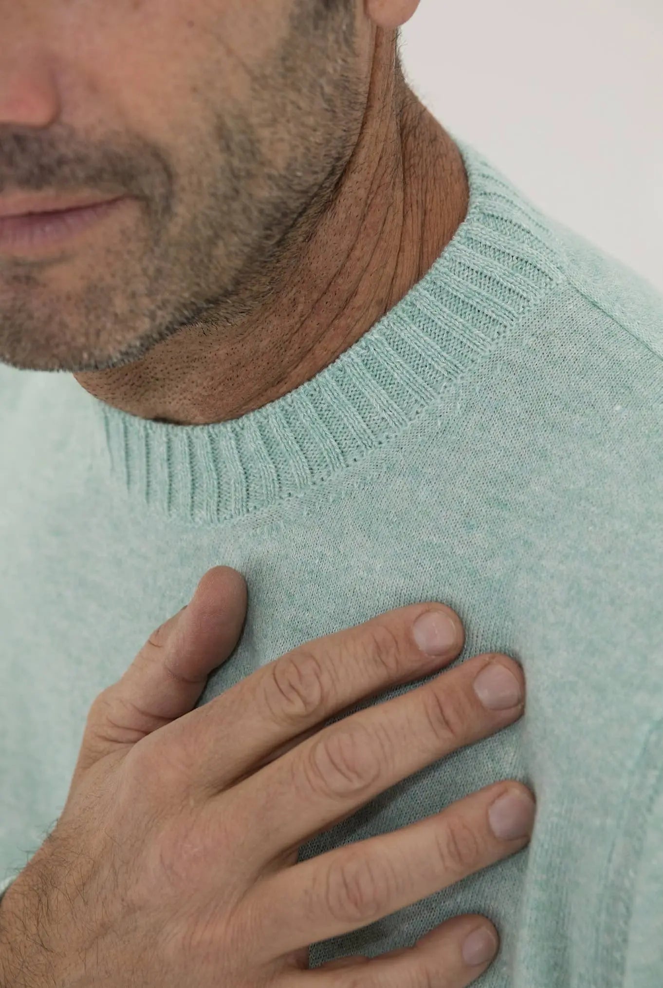 FIORONI Girocollo Cashmere e Lino Verde Acqua Mélange - Guarino Store