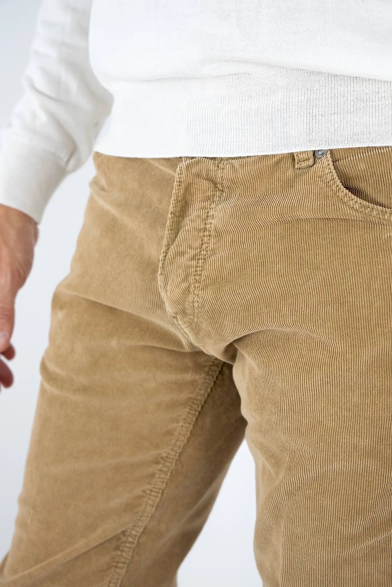 Pantaloni Velluto Millerighe Stretch Cotone Beige - Guarino Store