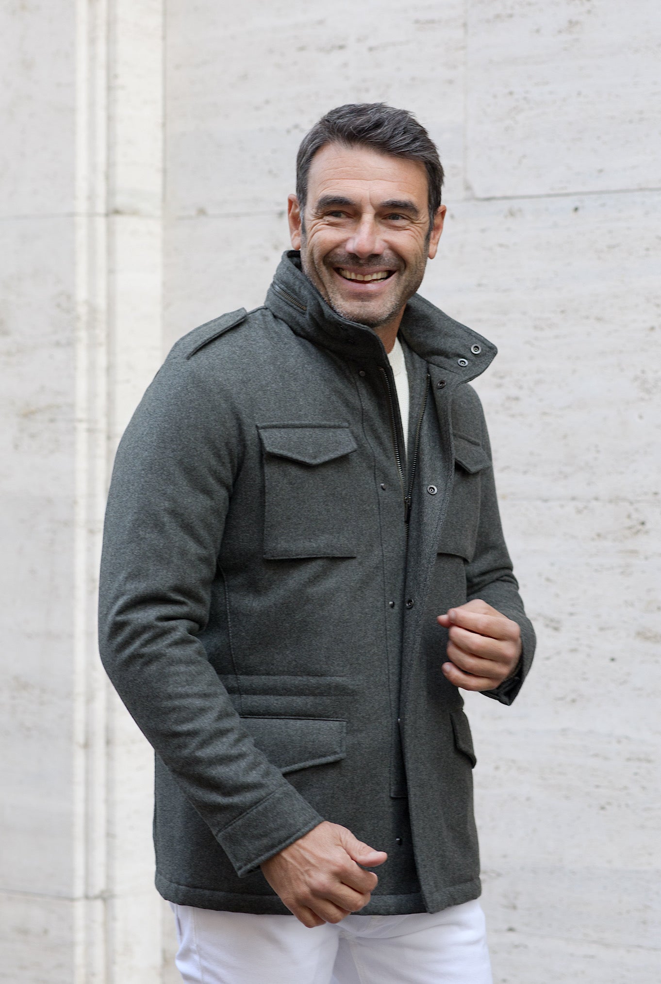 Field Jacket Tessuto Vitale Barberis Canonico Verde - Guarino Store