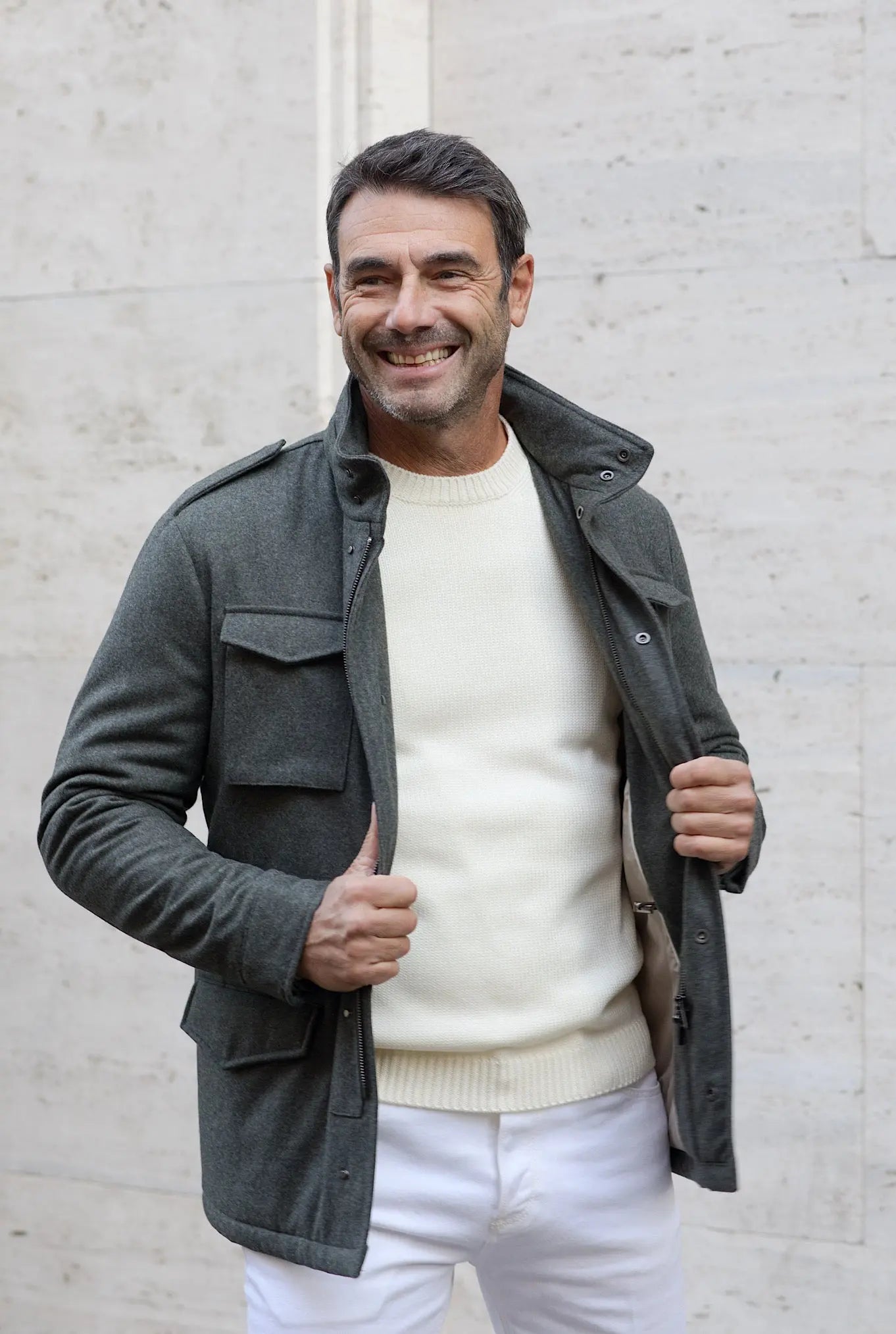 Field Jacket Tessuto Vitale Barberis Canonico Verde - Guarino Store