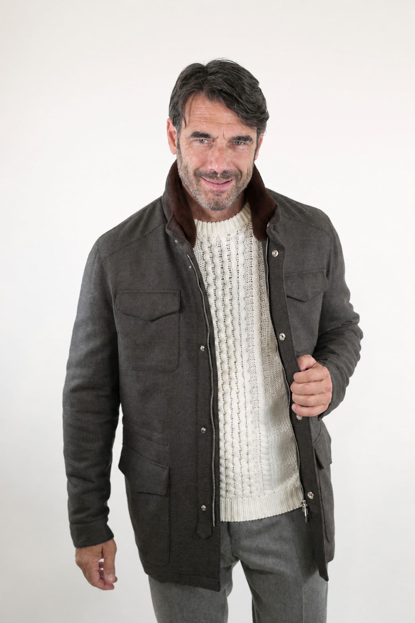 Field Jacket Storm System Loro Piana Marrone MANDELLI