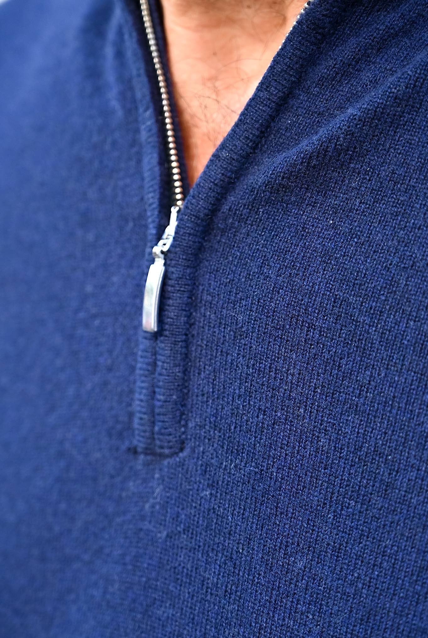 Pullover Cashmere Mezza Zip Blu Navy - Guarino Store