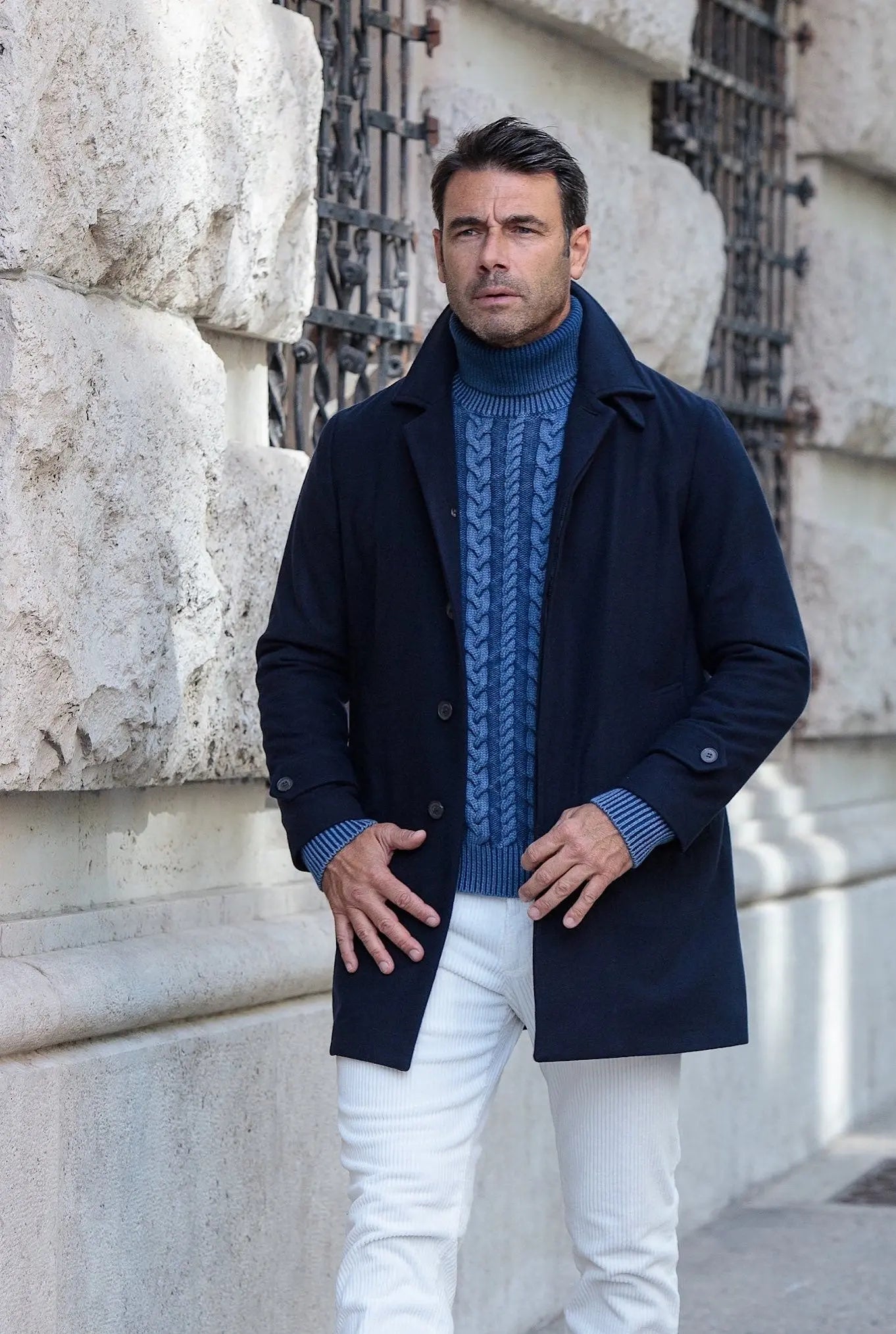 Caban in Lana Super 180's Blu - Guarino Store