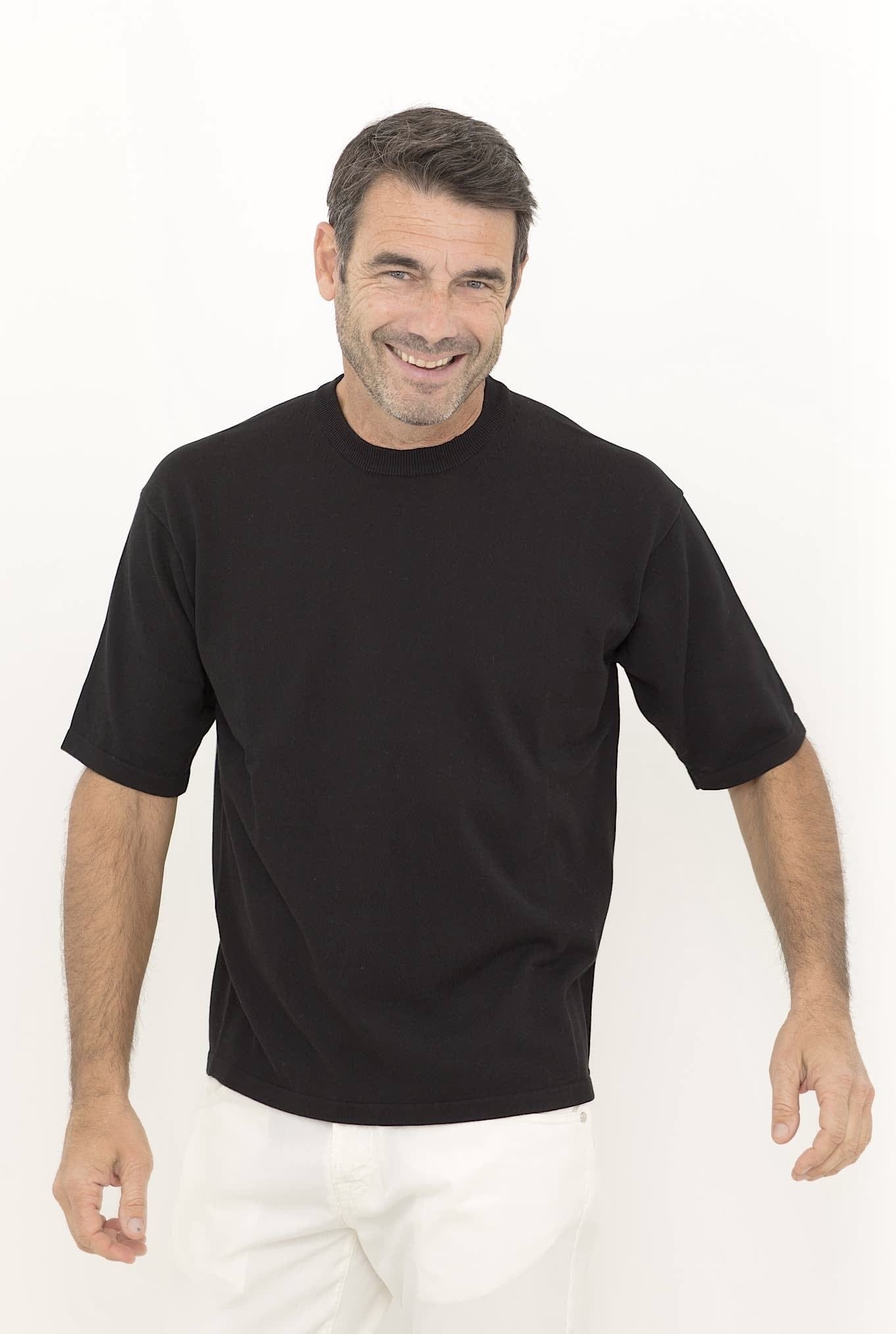 Girocollo Maniche Corte Boxy Nero - Guarino Store