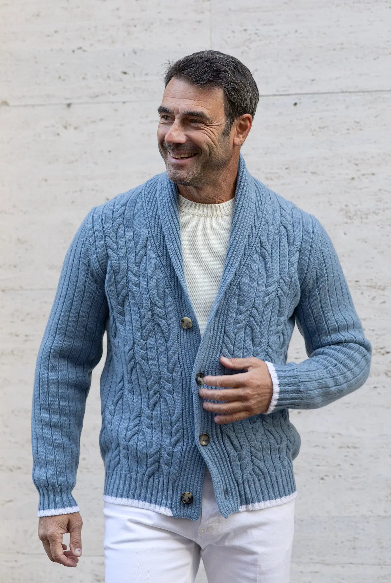 Cardigan Cashmere Azzurro - Guarino Store