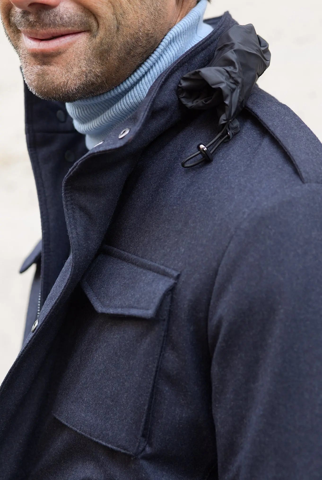 Field Jacket Tessuto Vitale Barberis Canonico Blu - Guarino Store