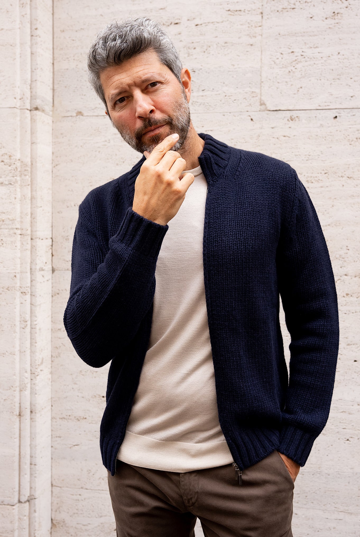 Maglia Bomber Green Cashmere Blu Navy - Guarino Store