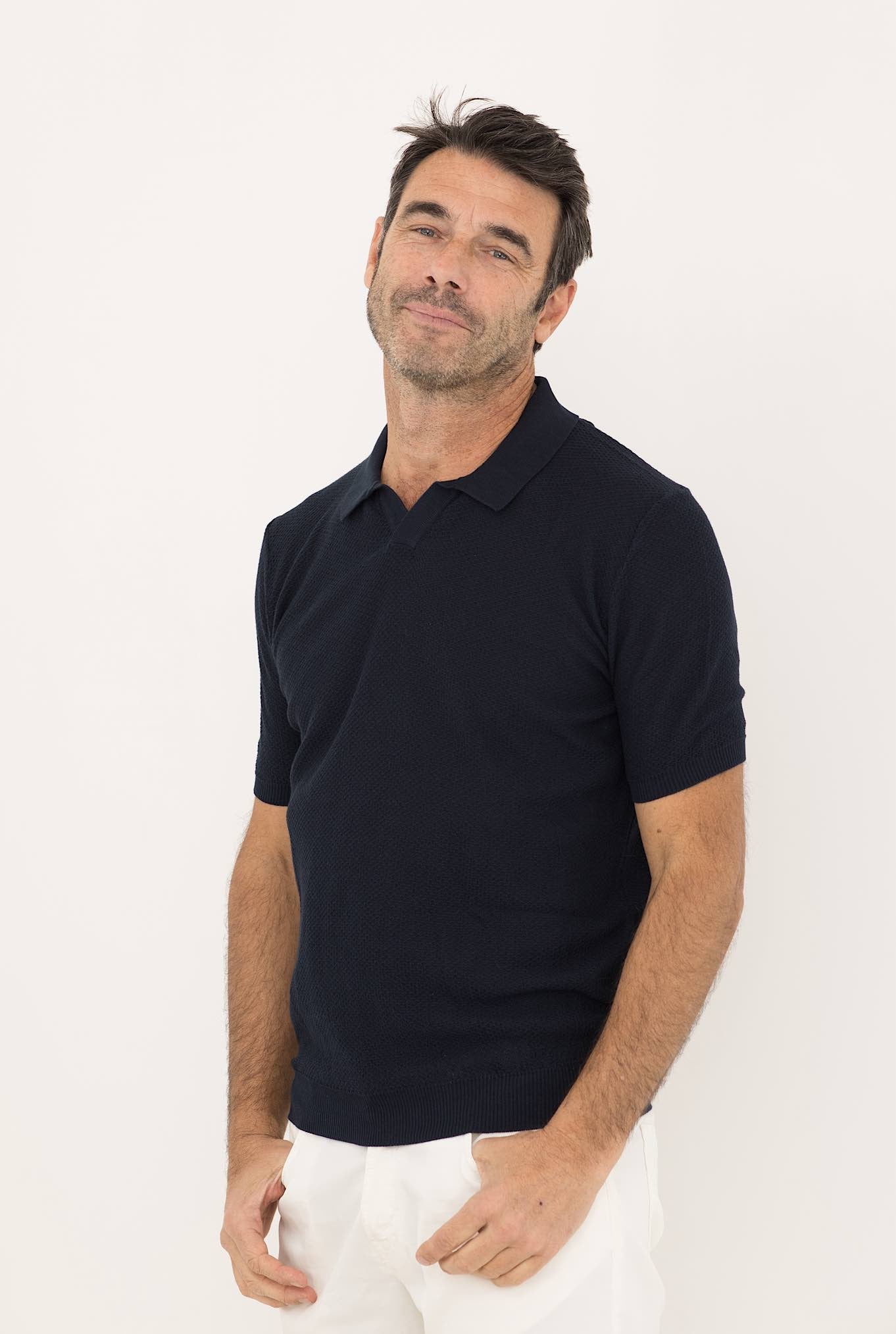 Rakkì Polo Scollo a "V" Blu - Guarino Store