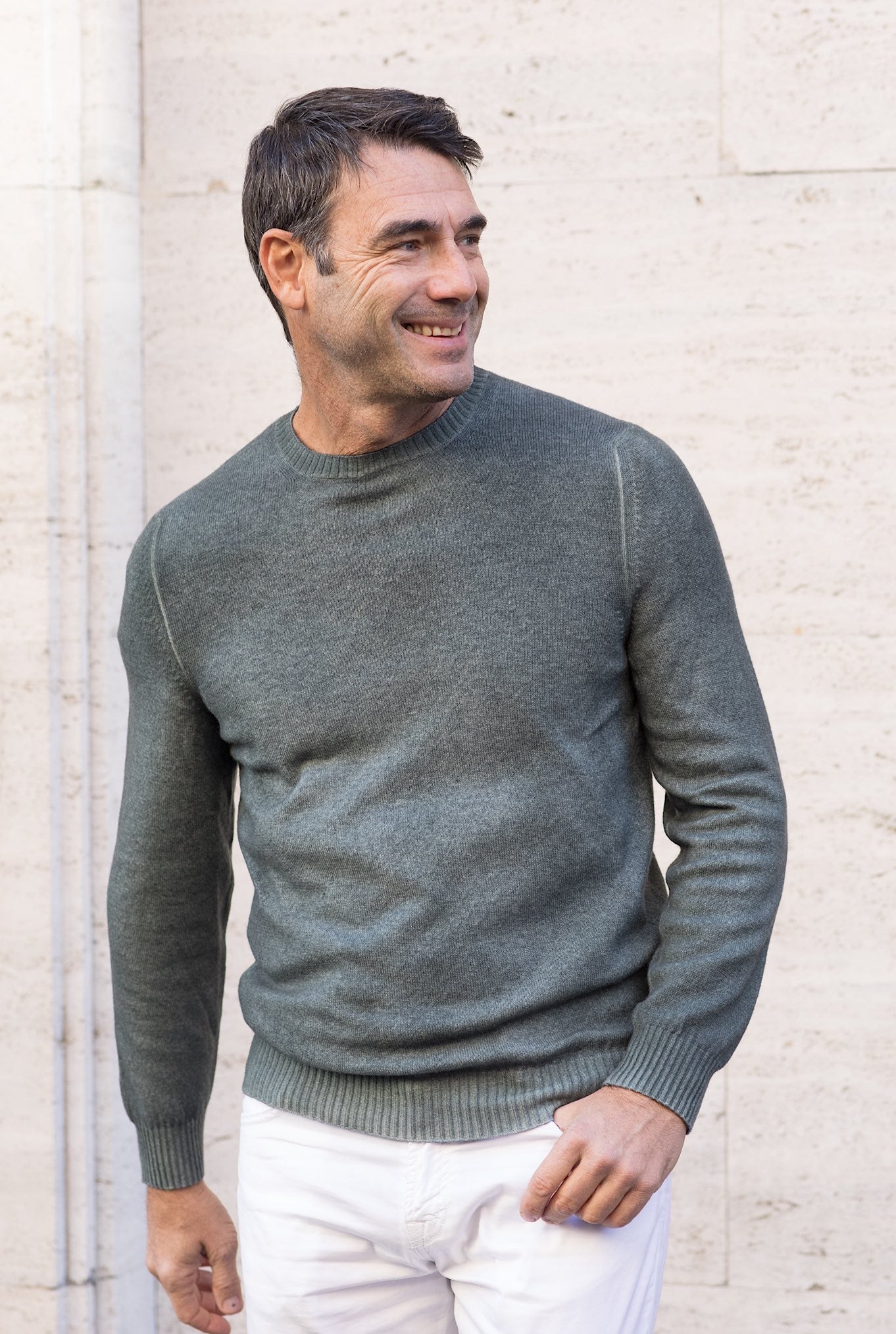 Girocollo Cashmere "Spruzzato" Verde - Guarino Store